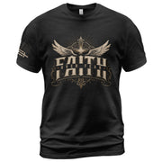 Faith Over Fear T Shirt Christian Cross Angel Wings Vintage Religious Patriotic Tee