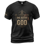 One Nation Under God T Shirt American Flag Cross Christian Patriotic Religious Apparel Tee