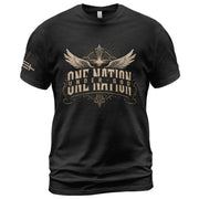 One Nation Under God T Shirt Angel Wings Cross Christian Religious Faith Apparel Tee