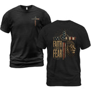 Faith Over Fear T Shirt Christian American Flag Lion Cross Psalms 118 6 Religious Tee