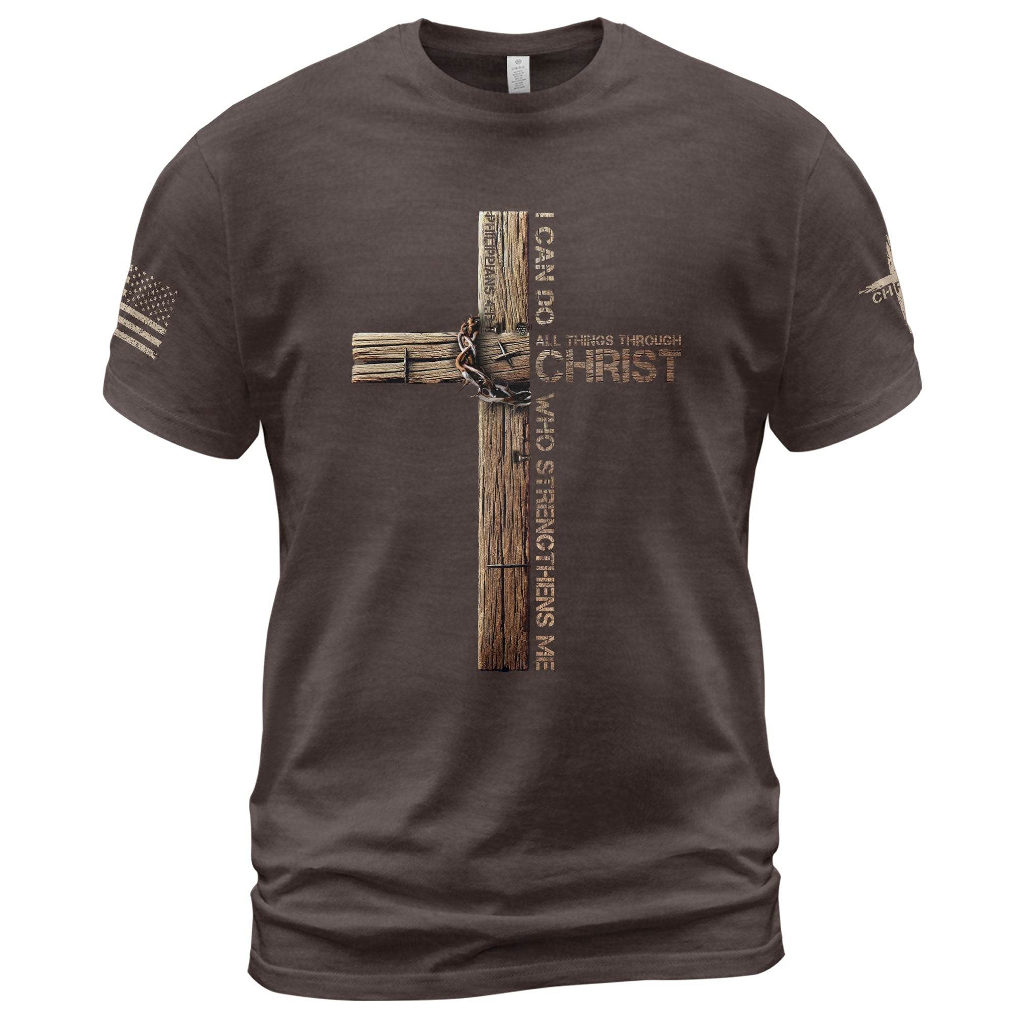 Through Christ I Am Strong T-Shirt - Rust Field Wear