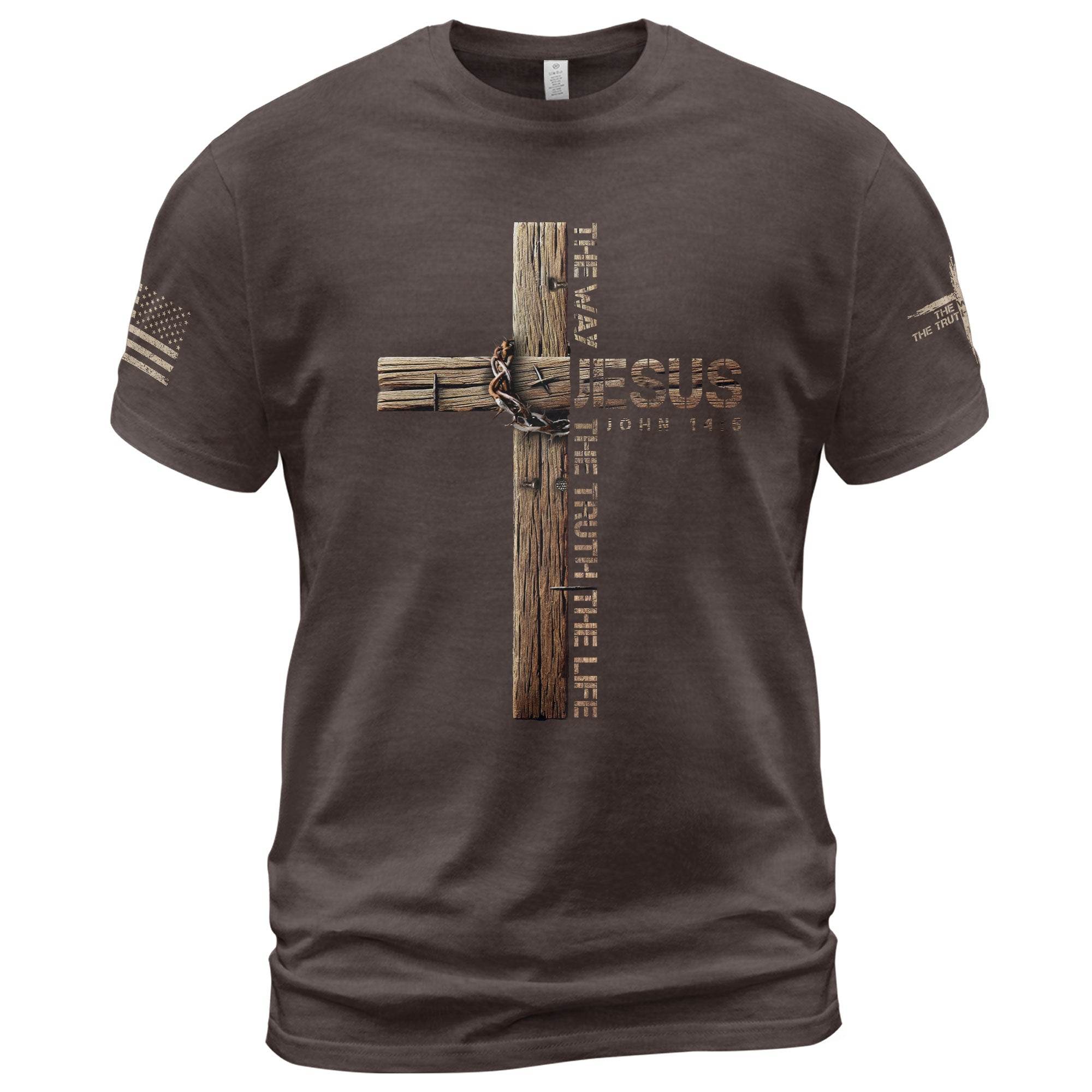 Jesus Is the Way T-Shirt – John 14:6 Cross Design - Rust Field Wear