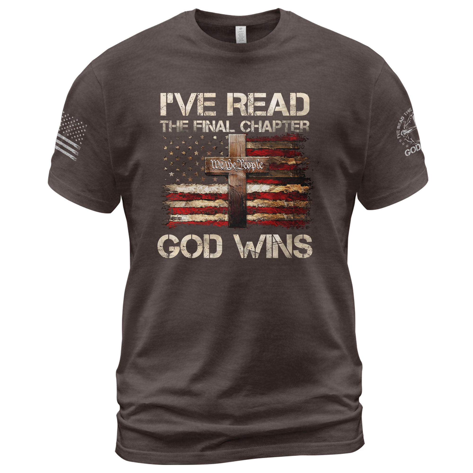 God Wins Christian American Flag Cross T-shirt