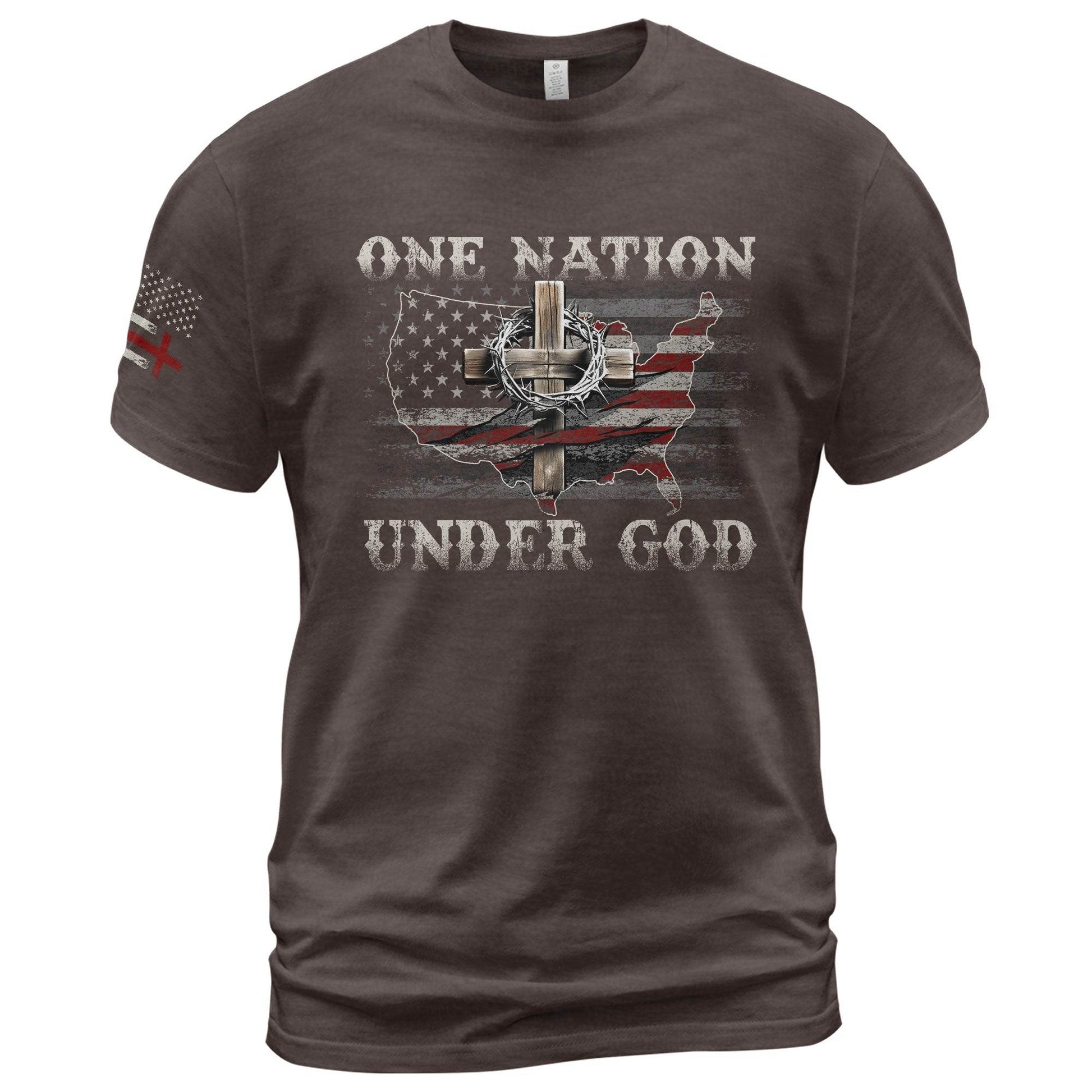One Nation Under God Christian American Flag T-Shirt - Rust Field Wear