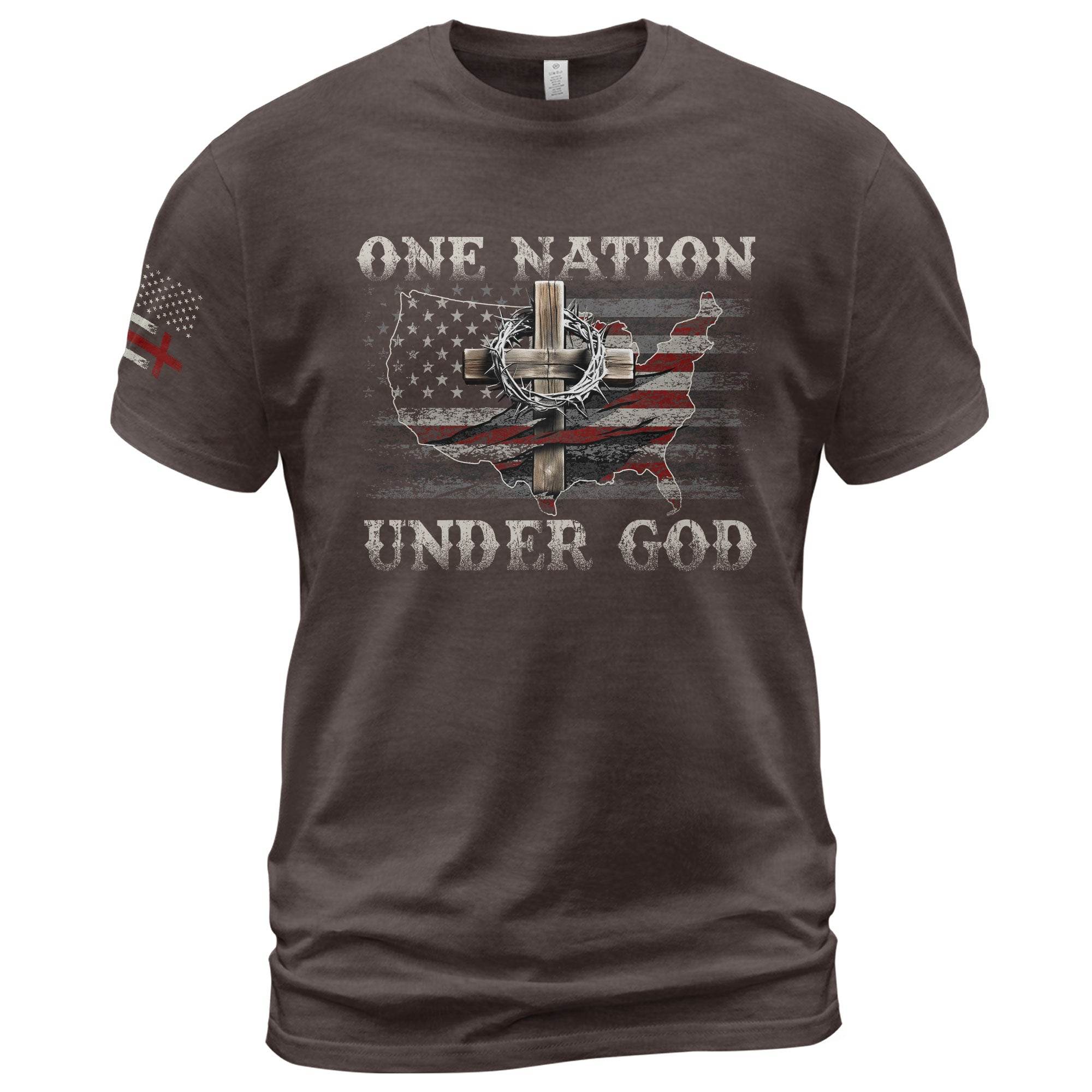One Nation Under God Christian American Flag T-Shirt - Rust Field Wear