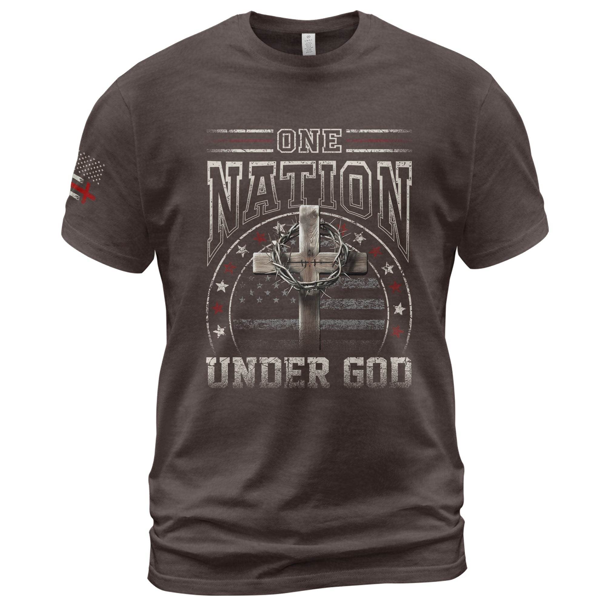 One Nation Under God Cross & American Flag T-Shirt - Rust Field Wear