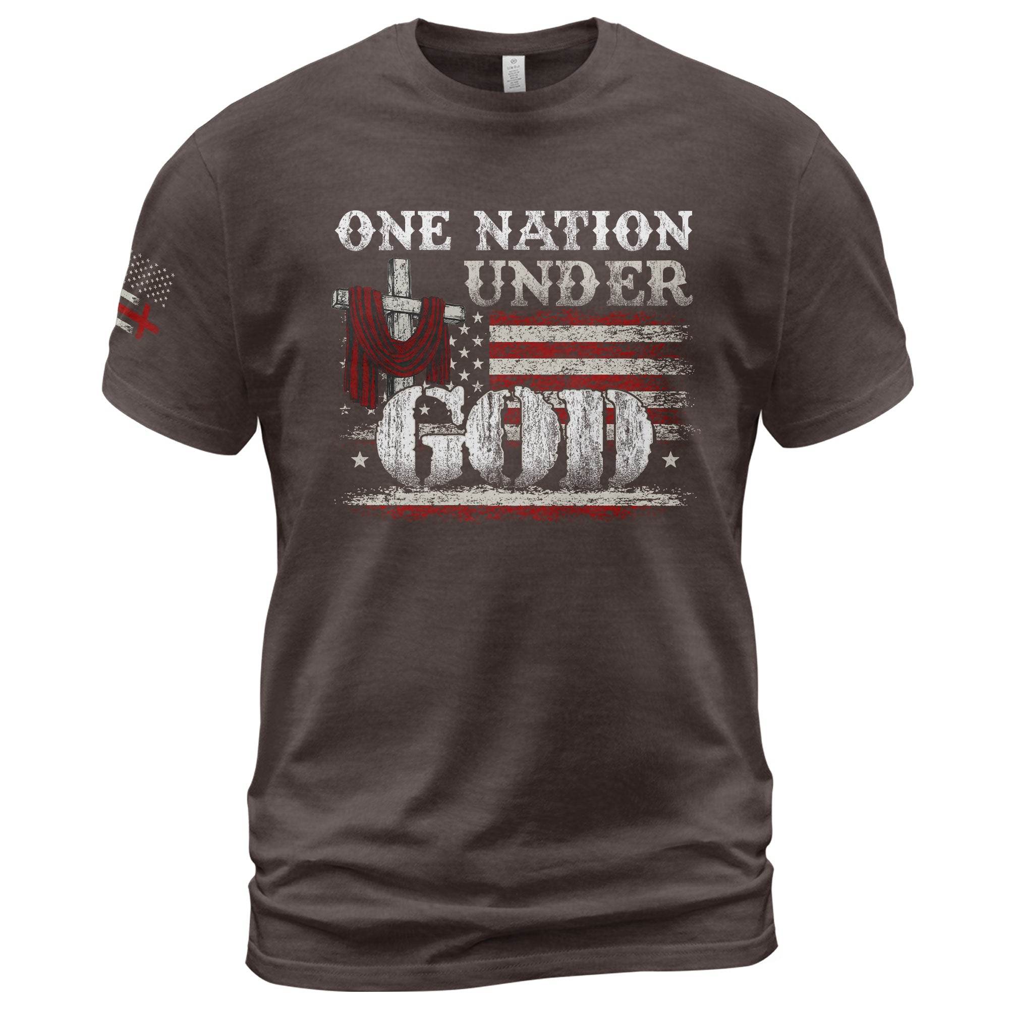 One Nation Under God T-Shirt – Cross & American Flag - Rust Field Wear