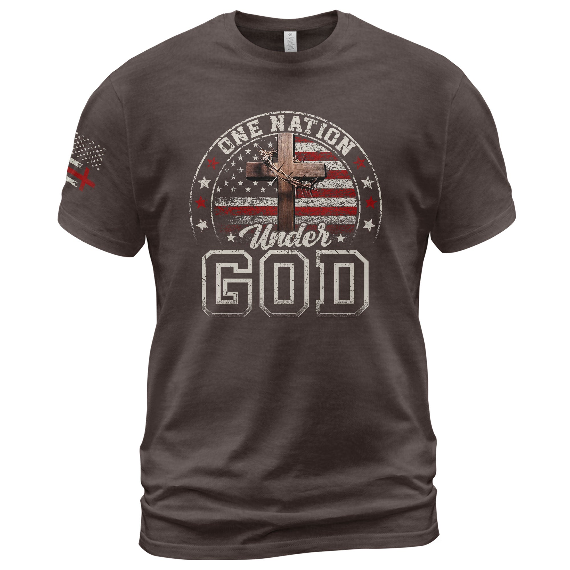 One Nation Under God Christian American Flag Cross Shirt