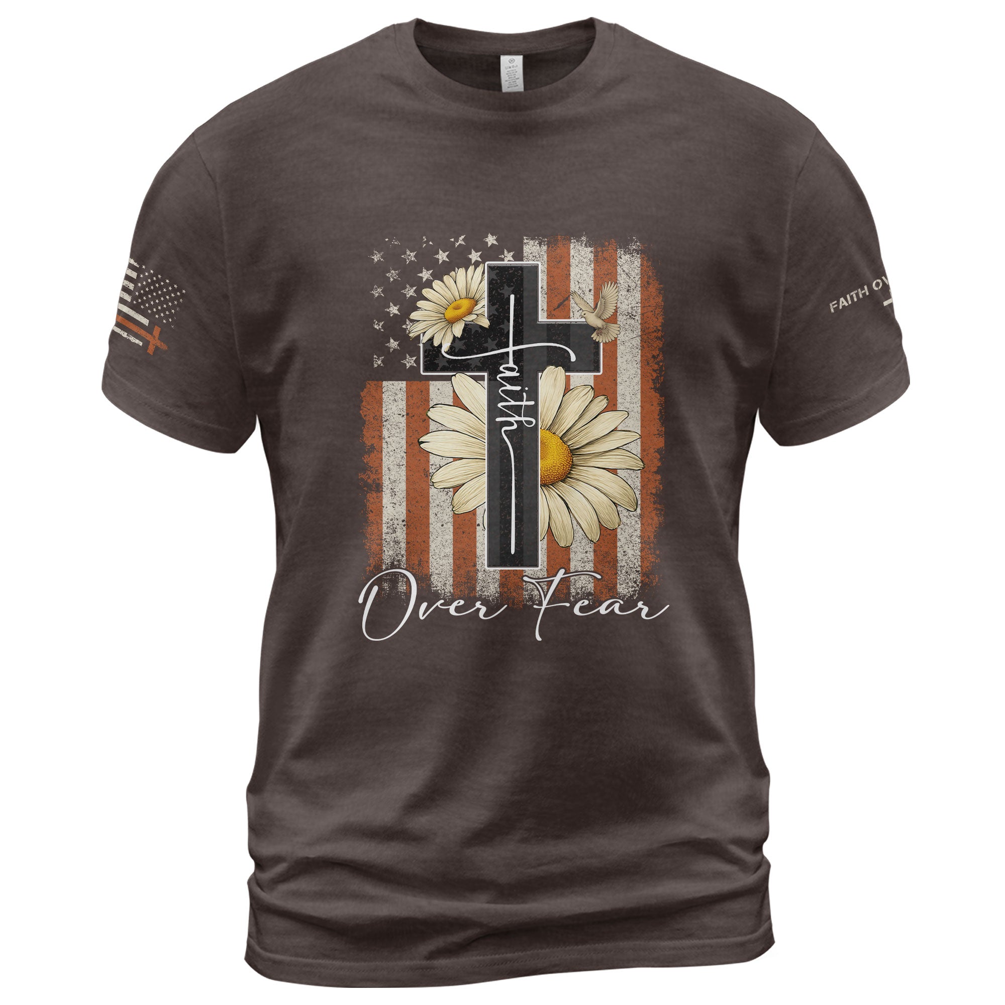 Faith Over Fear Shirt – Daisy Cross USA Flag Christian Tee