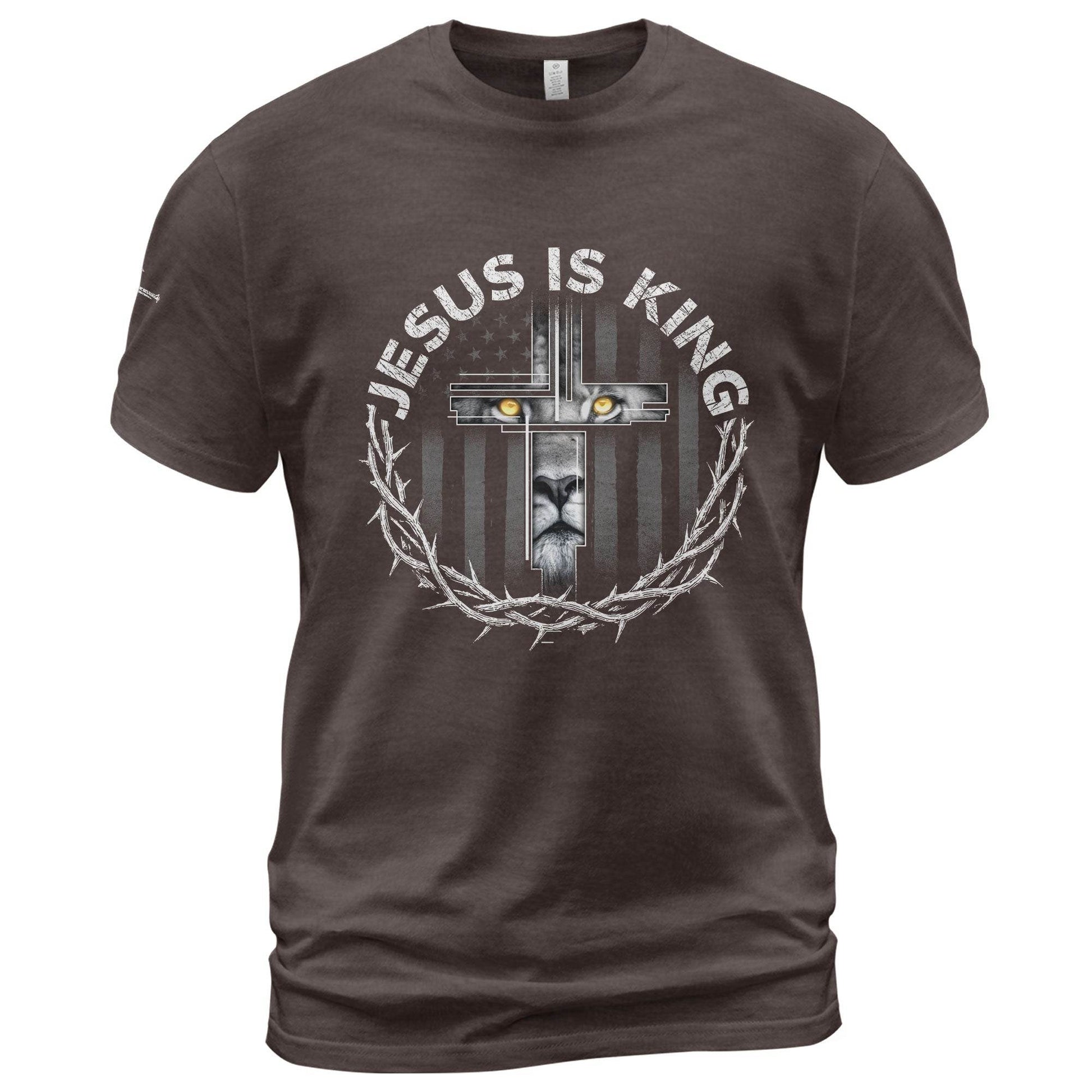 Jesus Is King Lion Cross Christian T-Shirt - Rust Field Wear