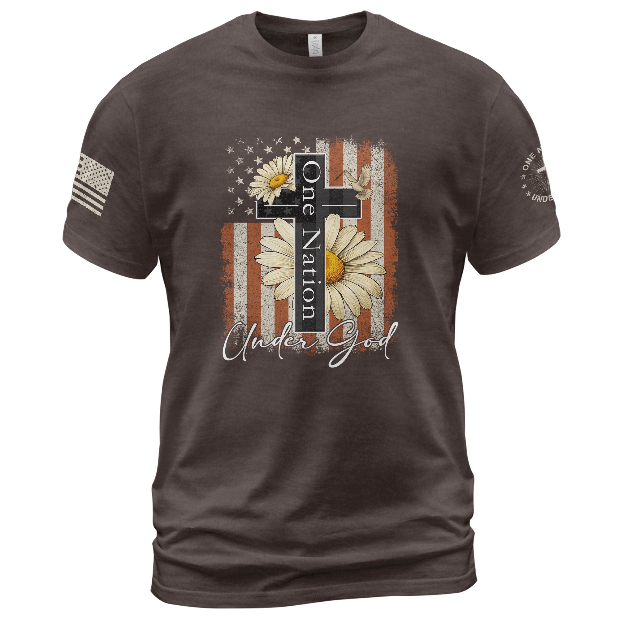 One Nation Under God Floral Patriotic T-Shirt