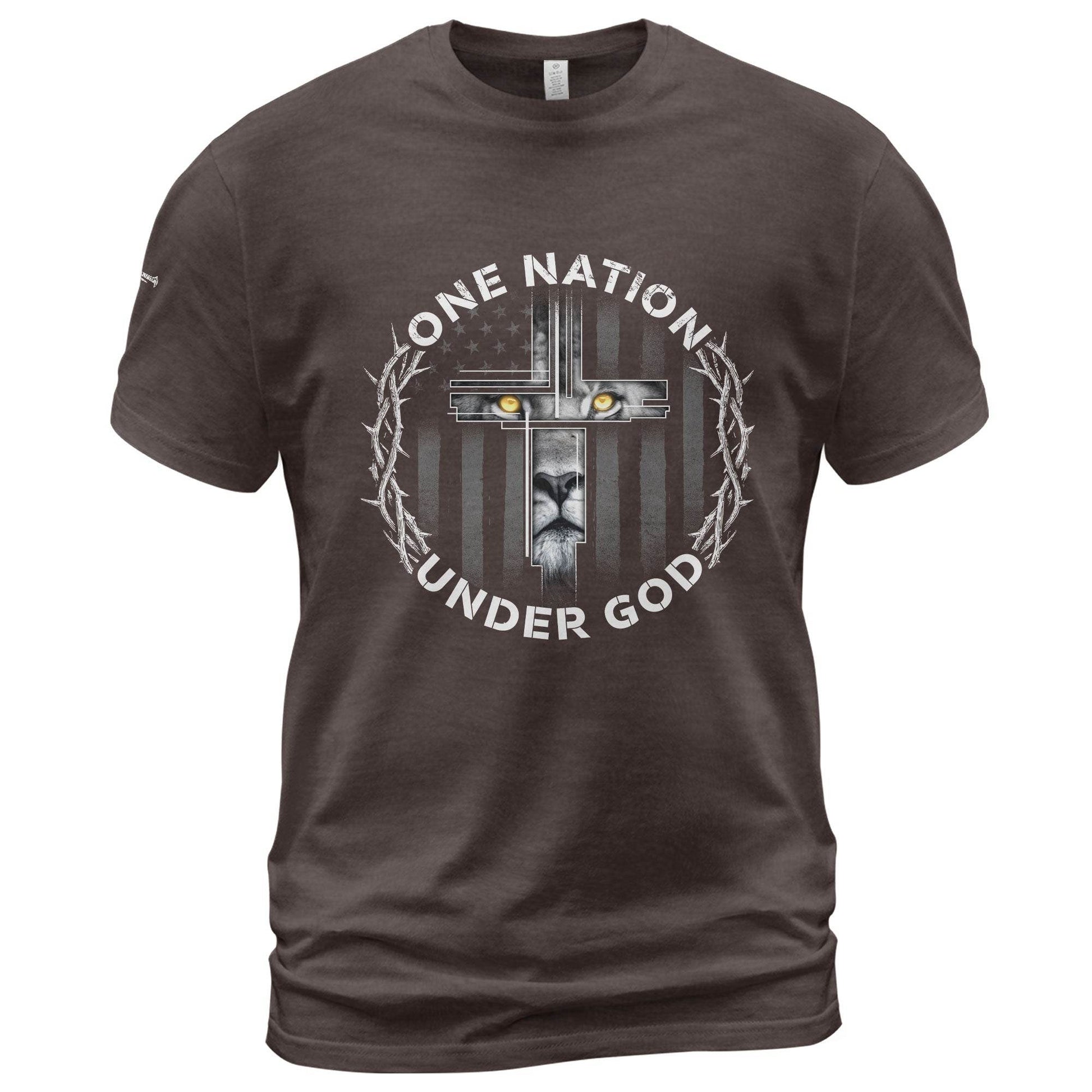 One Nation Under God Lion Cross T-Shirt - Rust Field Wear
