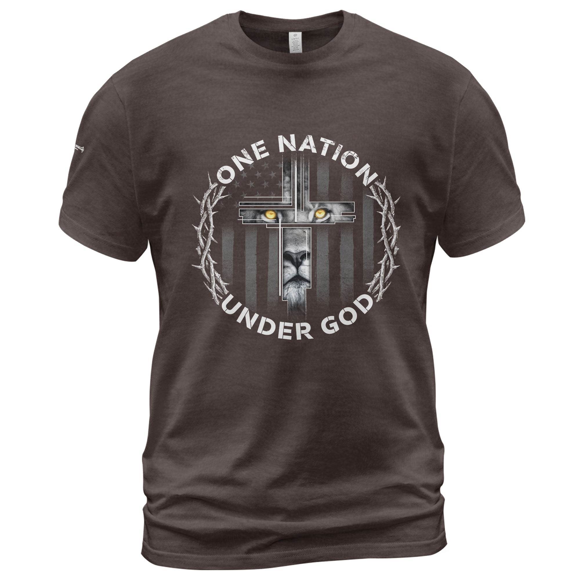 One Nation Under God Lion Cross T-Shirt - Rust Field Wear