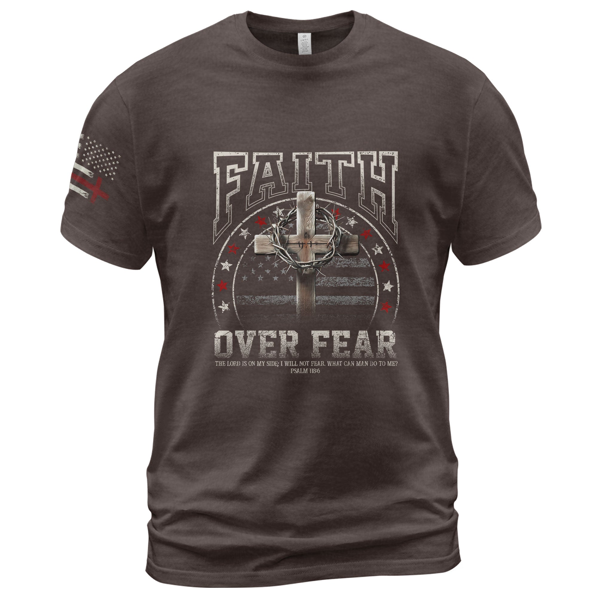 Faith Over Fear Cross American Flag T-Shirt