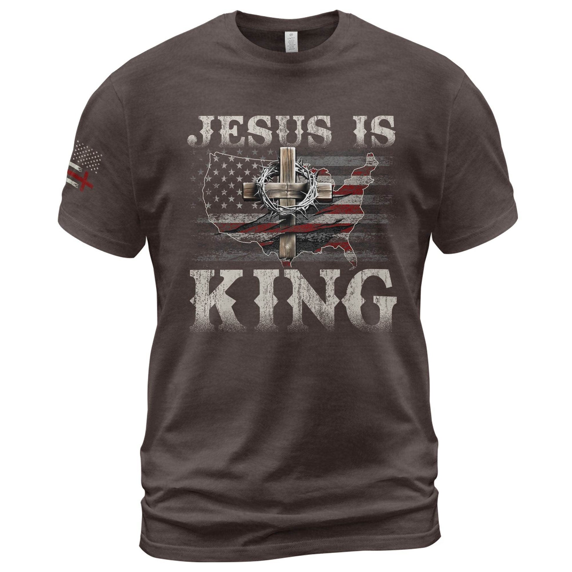 Jesus Is King T-Shirt – Bold Christian USA Cross Tee - Rust Field Wear