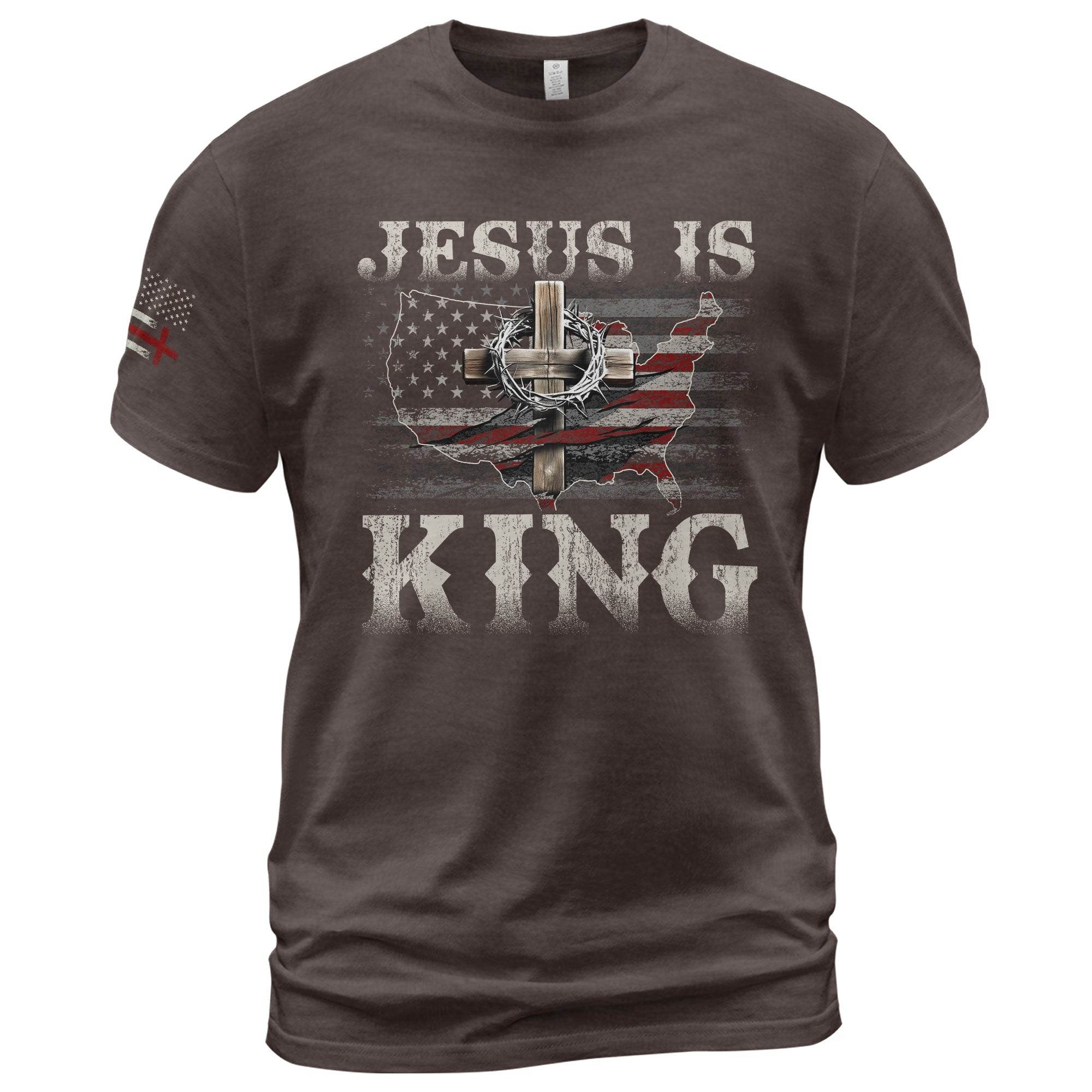 Jesus Is King T-Shirt – Bold Christian USA Cross Tee - Rust Field Wear