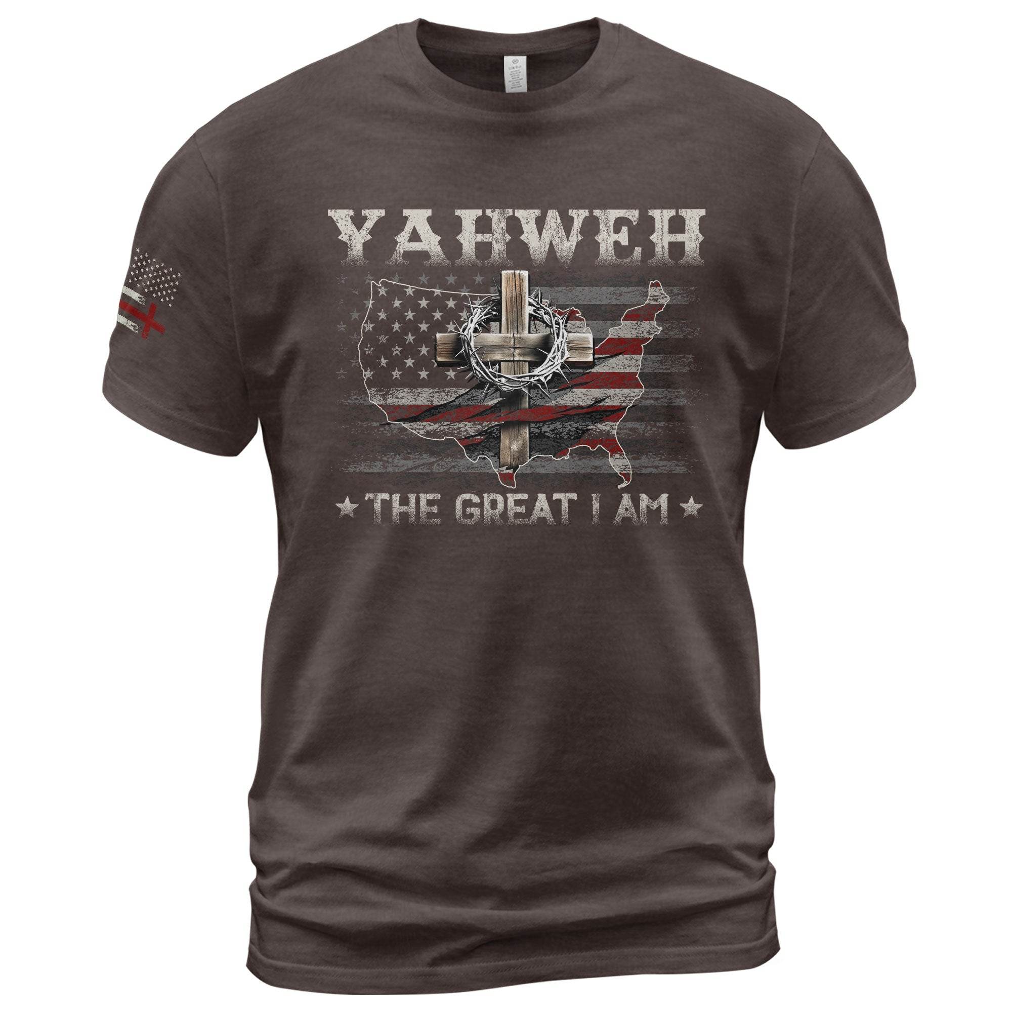 Yahweh T-Shirt – The Great I Am Christian USA Cross Tee - Rust Field Wear