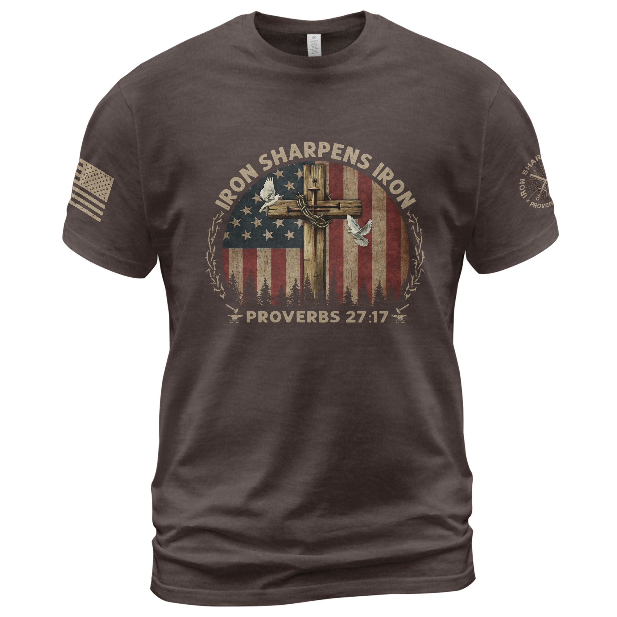Iron Sharpens Iron T-Shirt – Proverbs 27:17 & Cross Bold Faithwear
