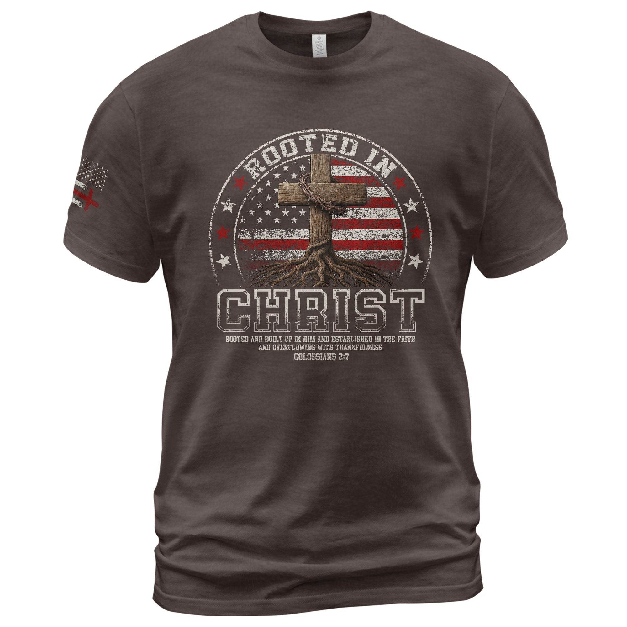 Rooted in Christ Circle American Flag T-Shirt - Rust Field Wear