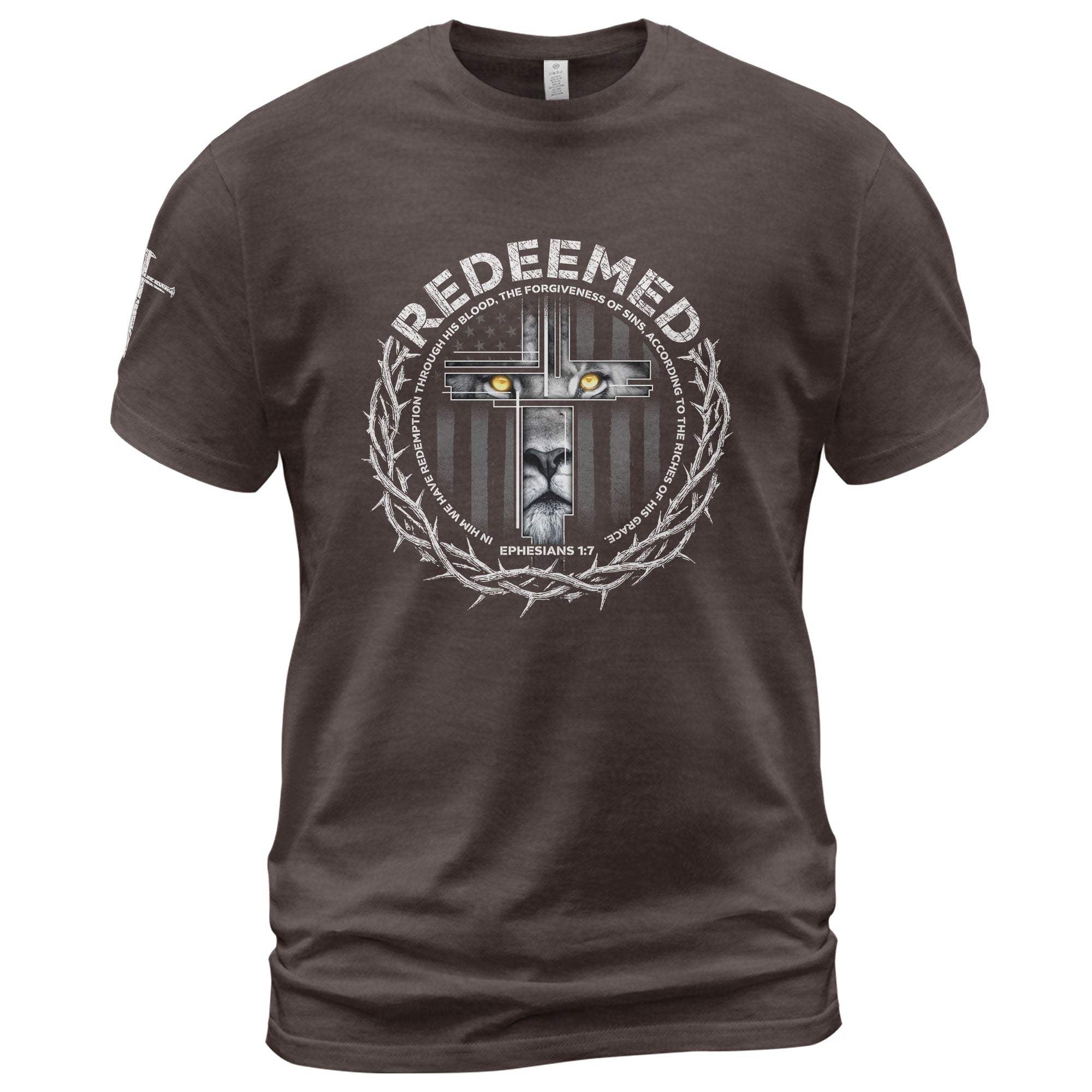 Redeemed Ephesians 1:7 Lion Cross Christian T-Shirt