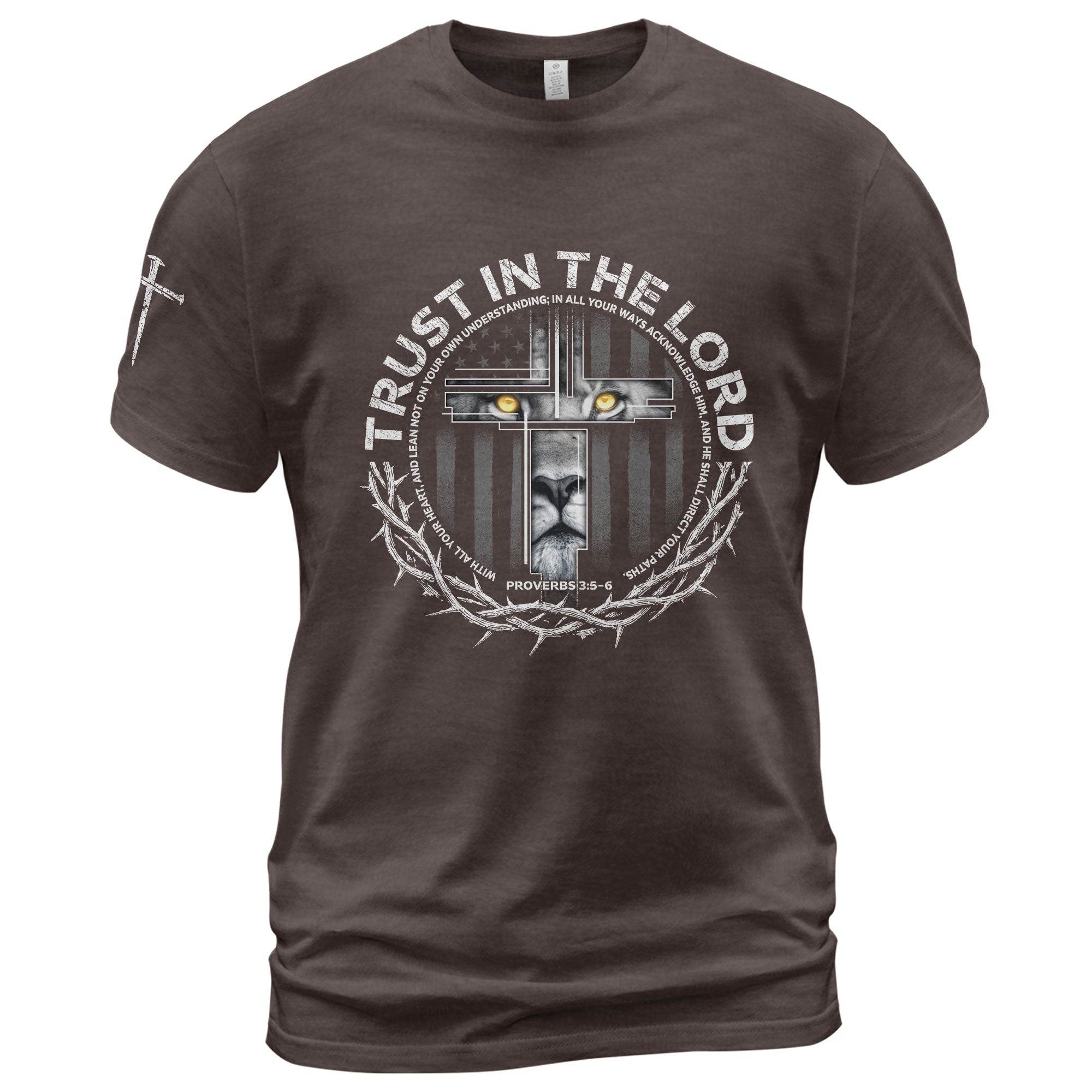 Trust In The Lord Proverbs 3:5 Lion Cross T-Shirt - Rust Field Wear