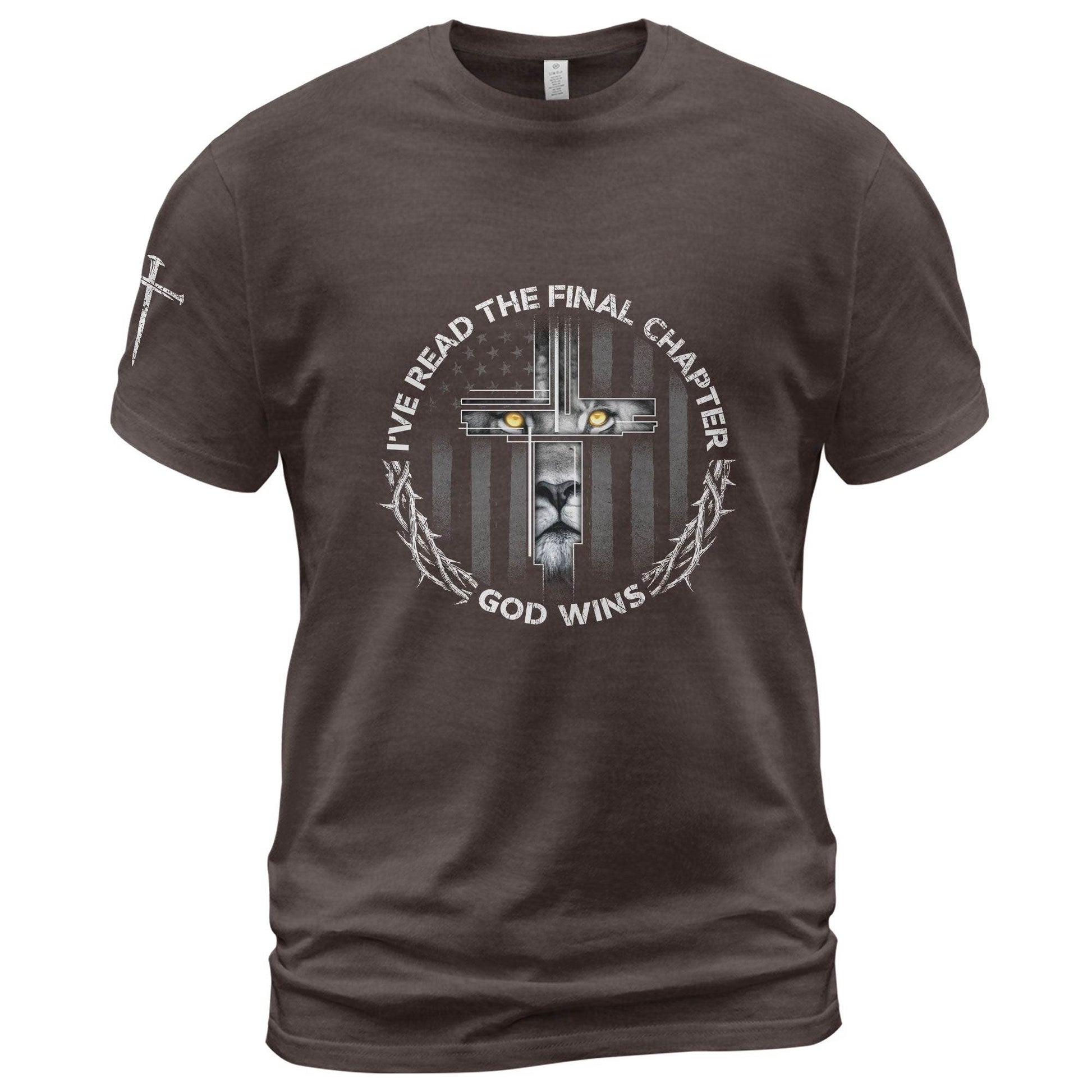 God Wins Lion Cross Final Chapter Christian T-Shirt - Rust Field Wear