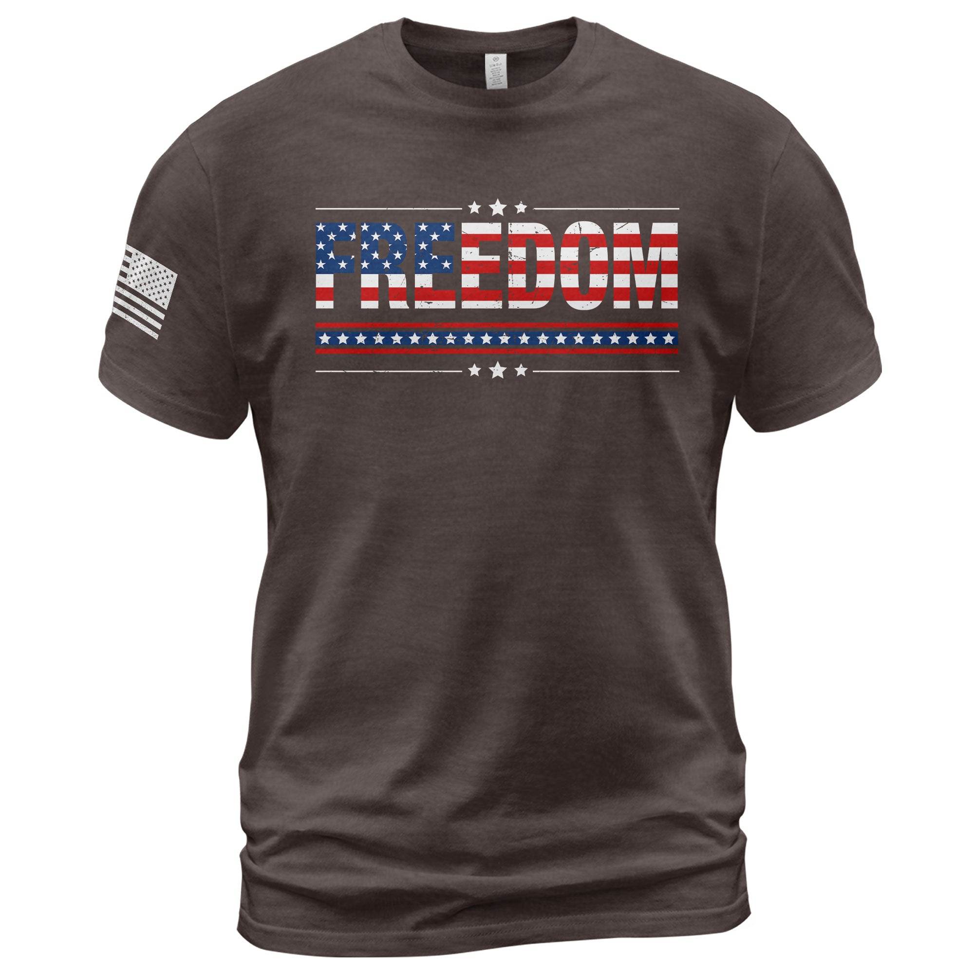 Freedom American Flag Stars & Stripes Patriotic T-Shirt - Rust Field Wear