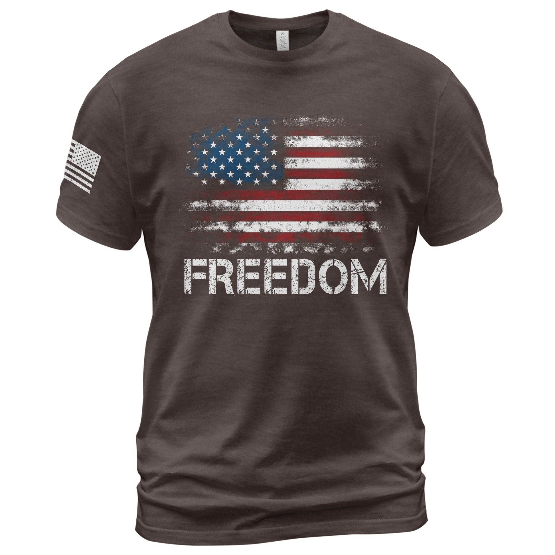 Freedom Distressed American Flag Bold Patriotic T-Shirt - Rust Field Wear