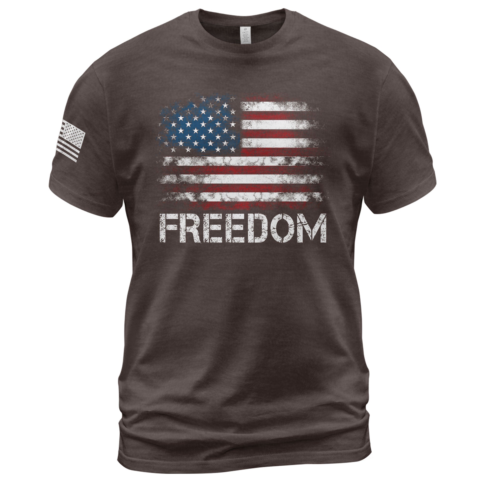 Freedom Distressed American Flag Bold Patriotic T-Shirt