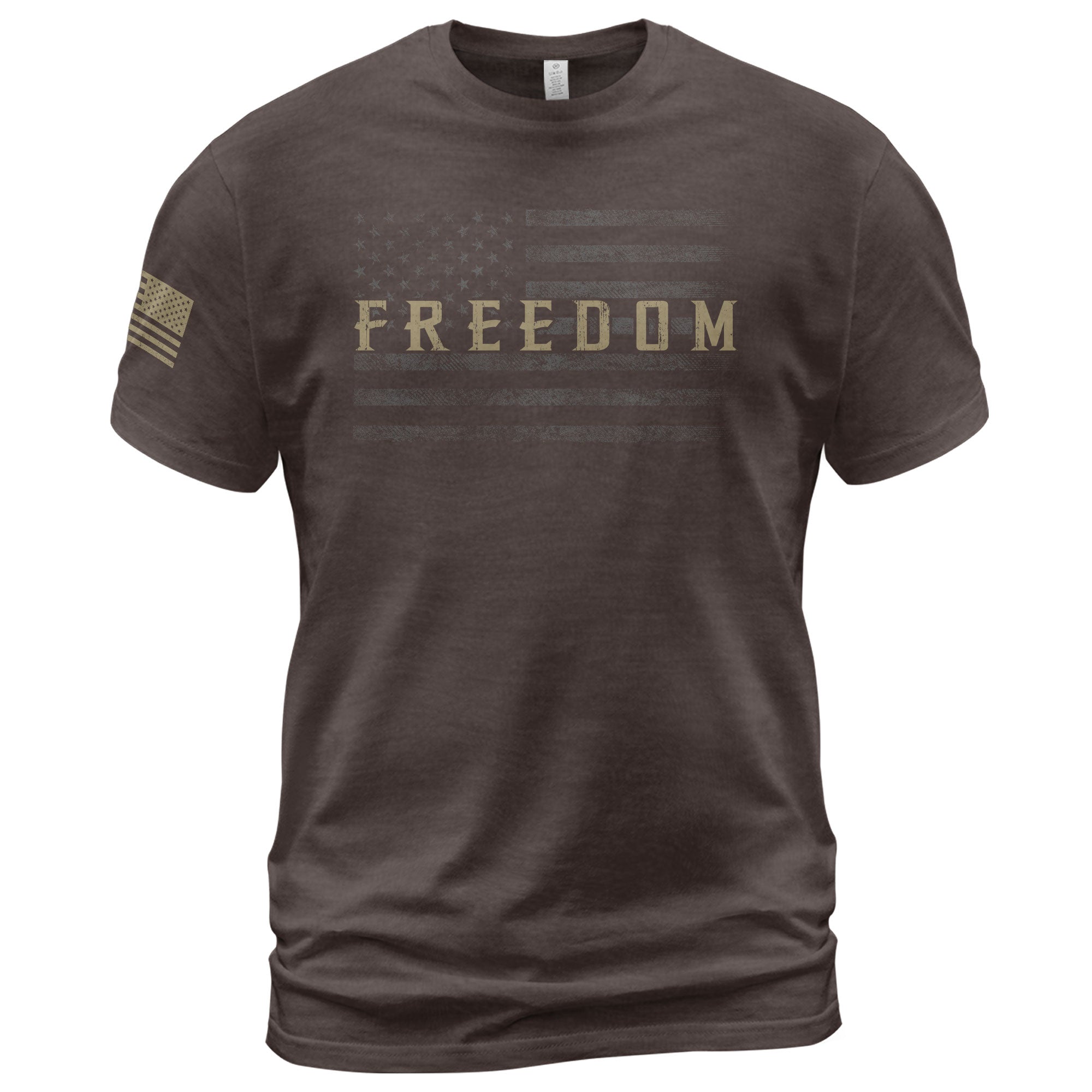 Freedom Distressed American Flag Military Style T-Shirt