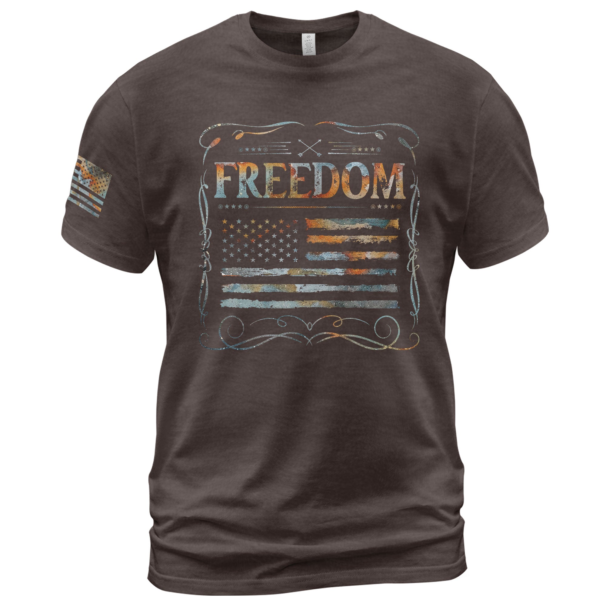Freedom Rustic Flag Patriotic Tribute T-Shirt