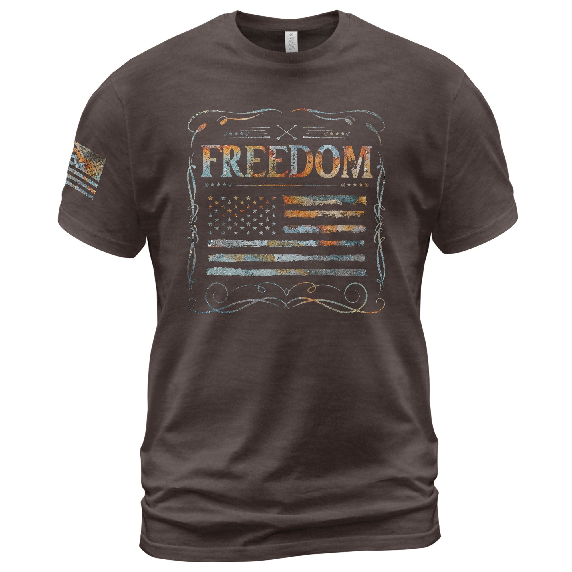 Freedom Rustic Flag Patriotic Tribute T-Shirt