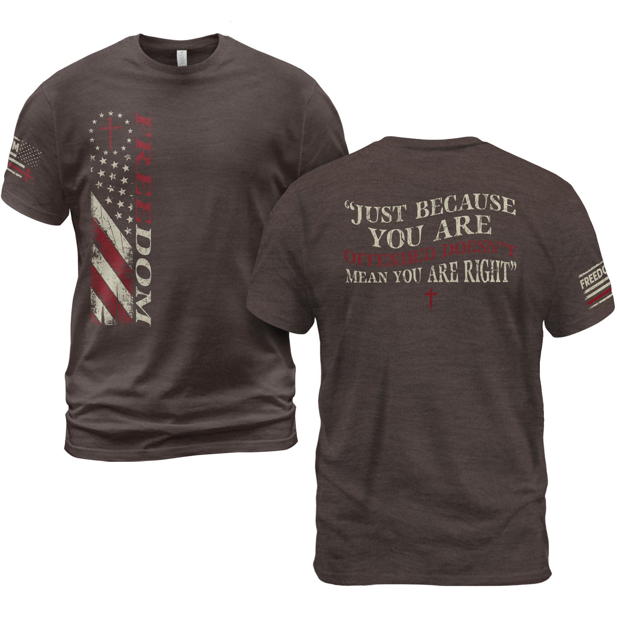 Freedom Memorial Patriotic American Flag & Bold Quote T-Shirt