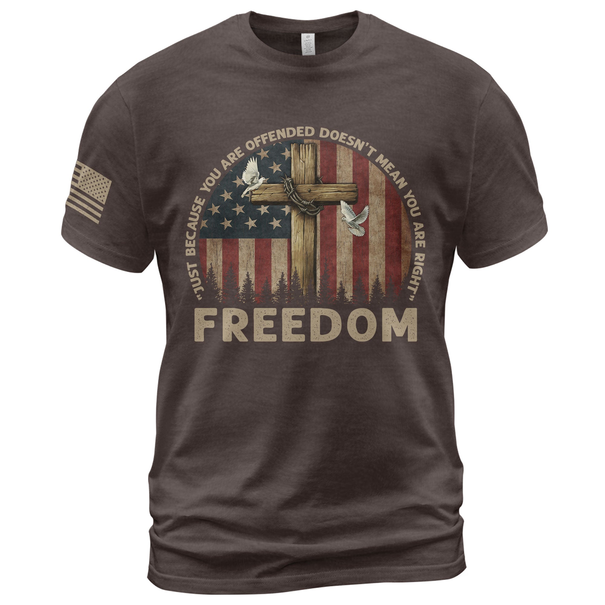 Freedom “Offended Doesn’t Mean You Are Right” Memorial Faith Cross T-Shirt