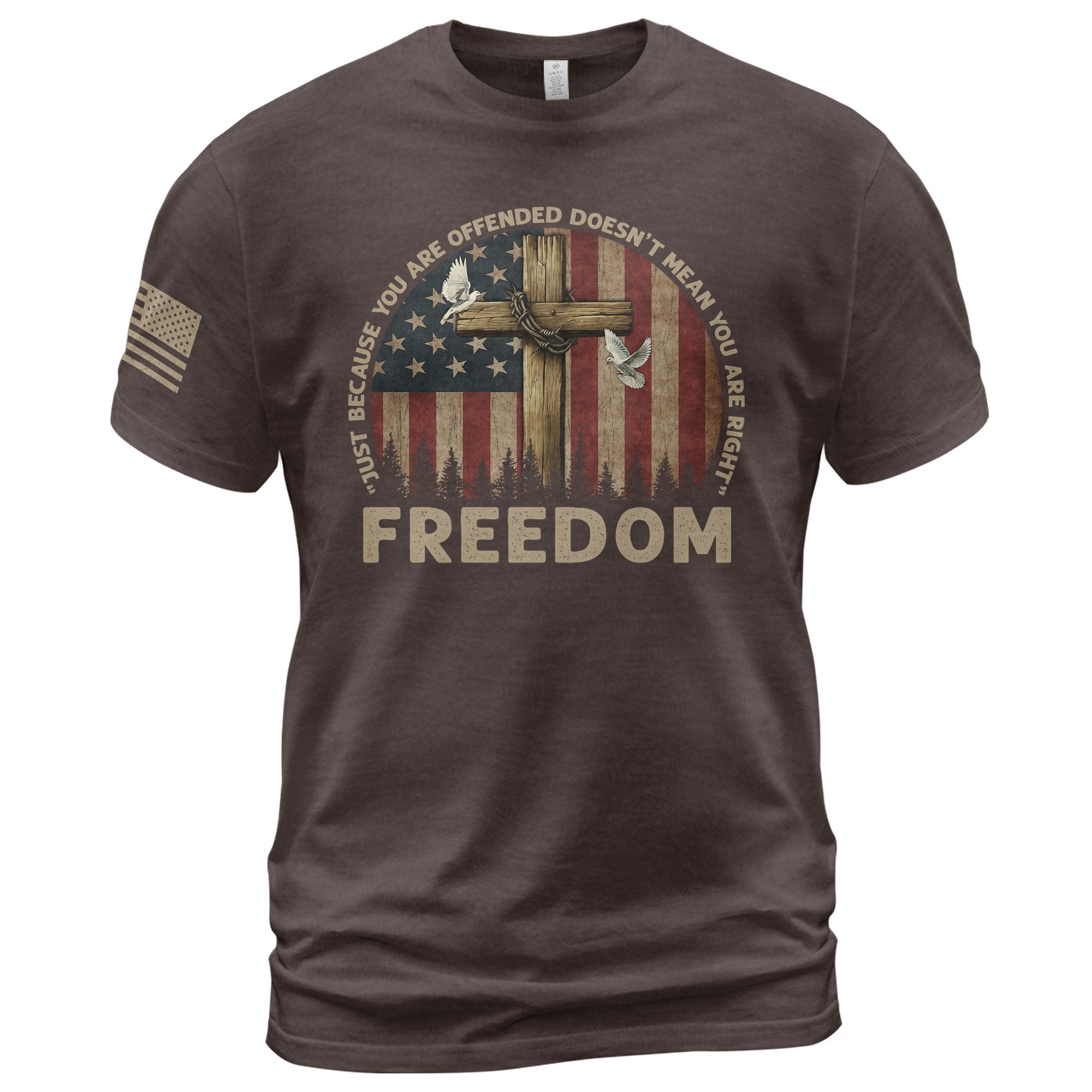 Freedom “Offended Doesn’t Mean You Are Right” Memorial Faith Cross T-Shirt