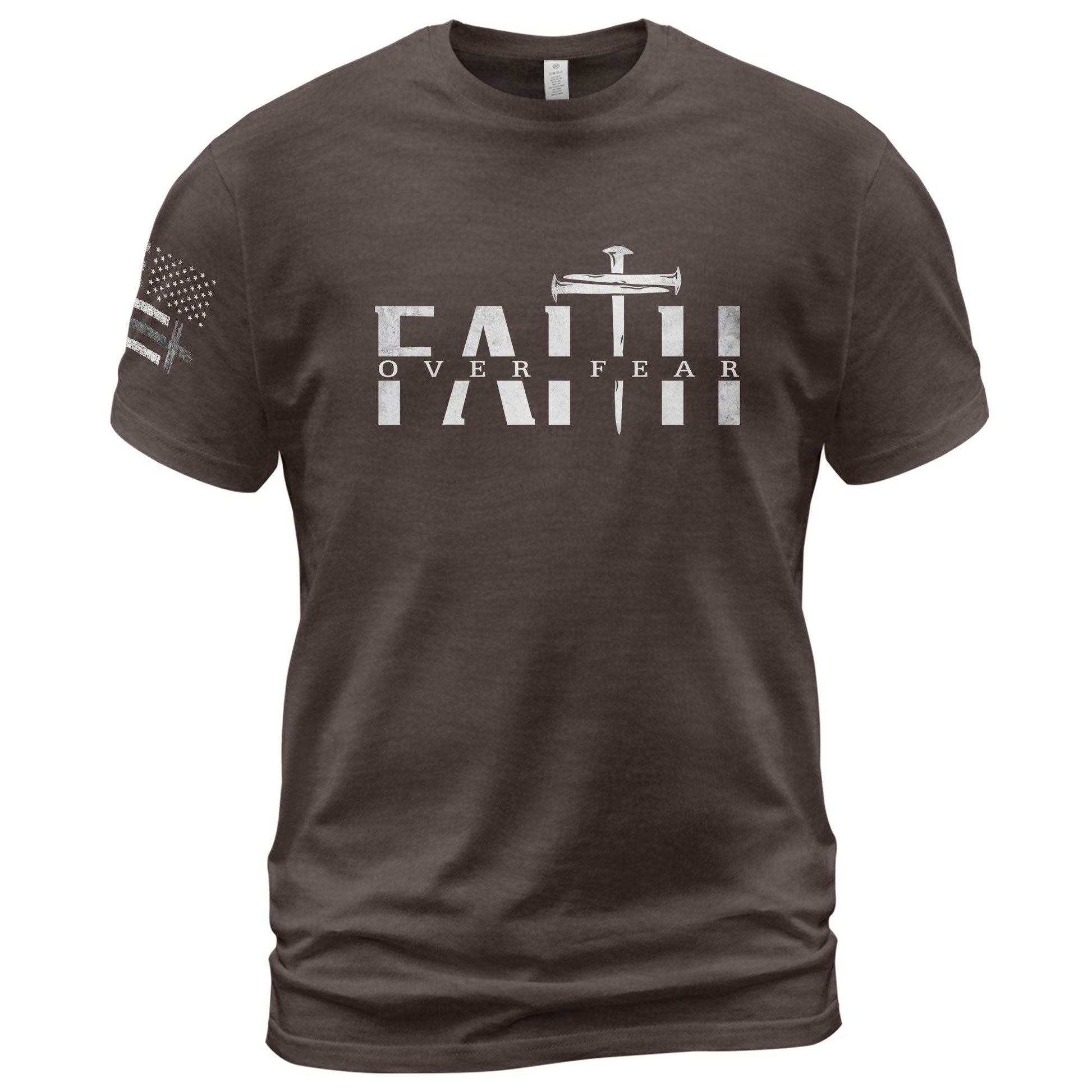 Faith Over Fear Sword Cross Graphic T-Shirt - Rust Field Wear