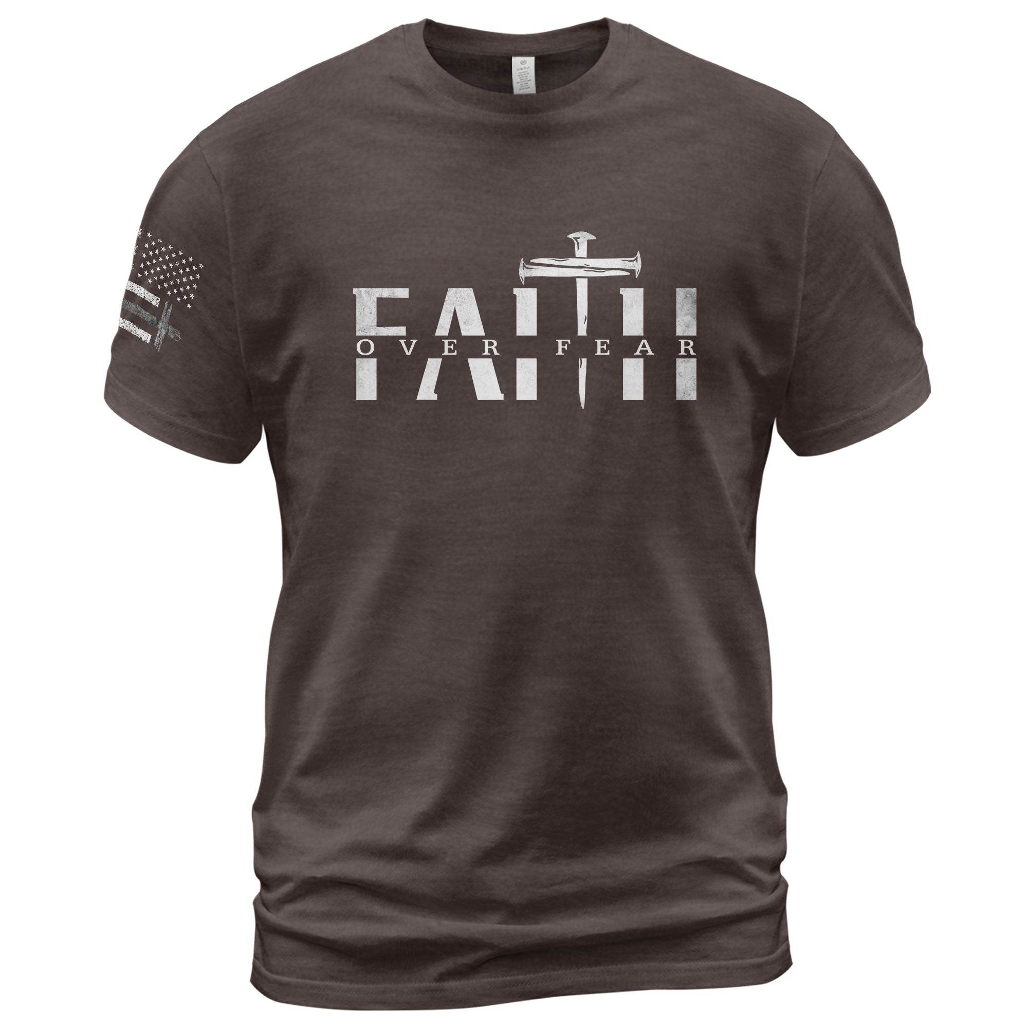 Faith Over Fear Sword Cross Graphic T-Shirt - Rust Field Wear