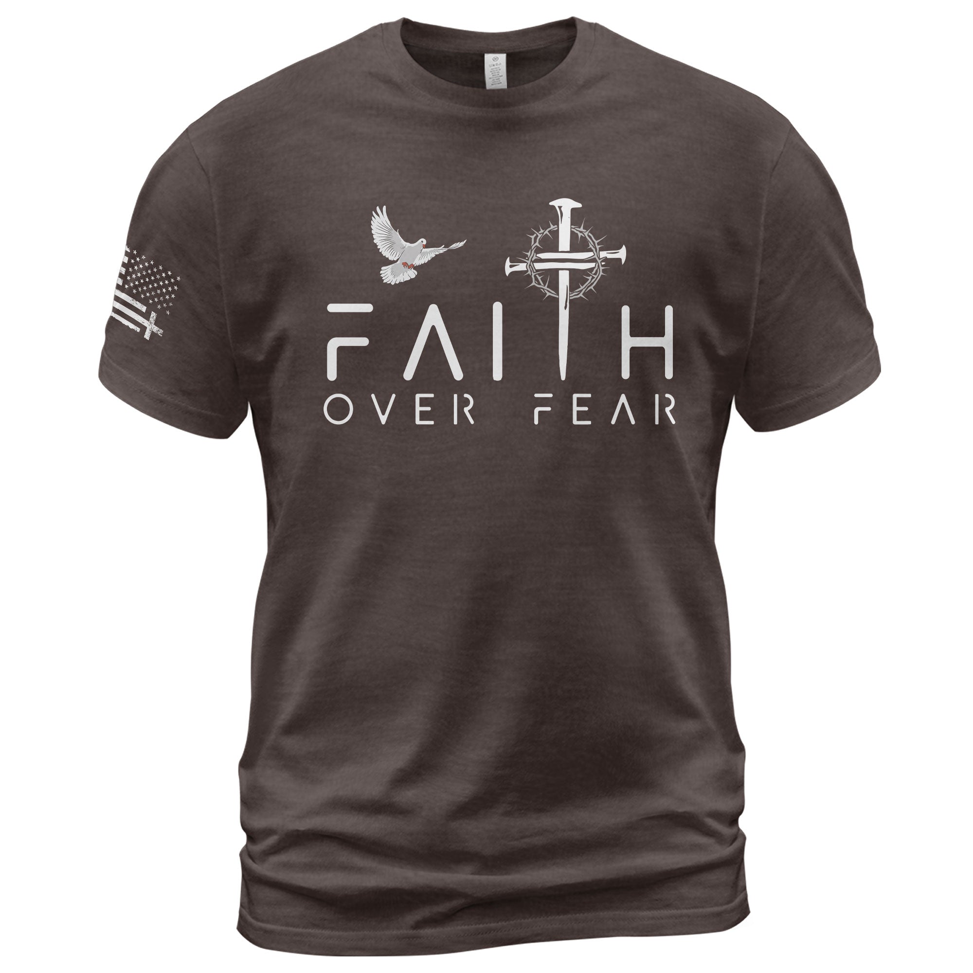 Faith Over Fear Dove and Nail Cross Christian T-Shirt