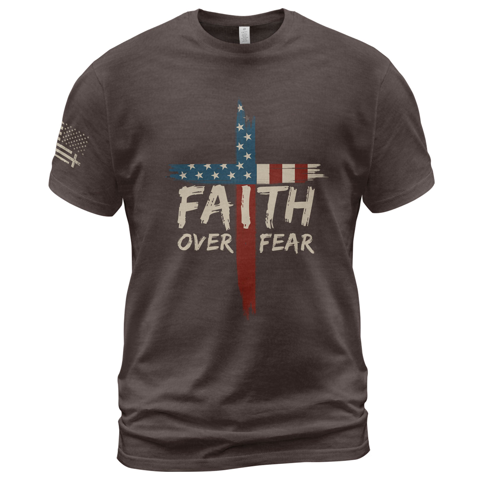 Faith Over Fear USA Flag Cross Christian T-Shirt