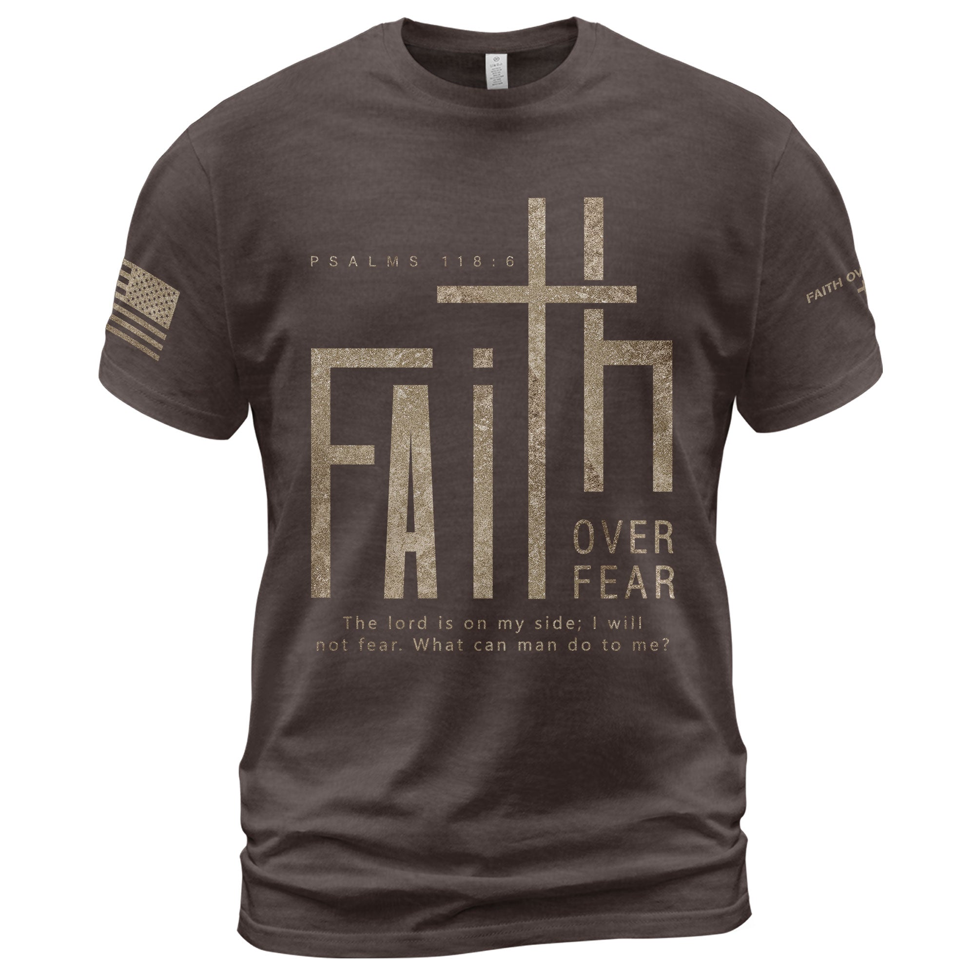 Minimal Faith Over Fear Psalms 118 6 Cross Christian T-Shirt