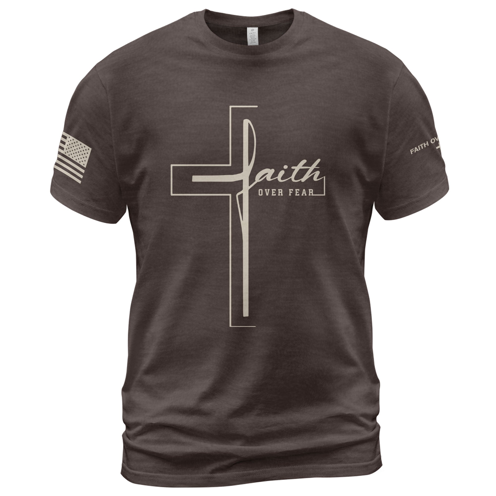 Minimal Cross Faith Over Fear Christian T-Shirt