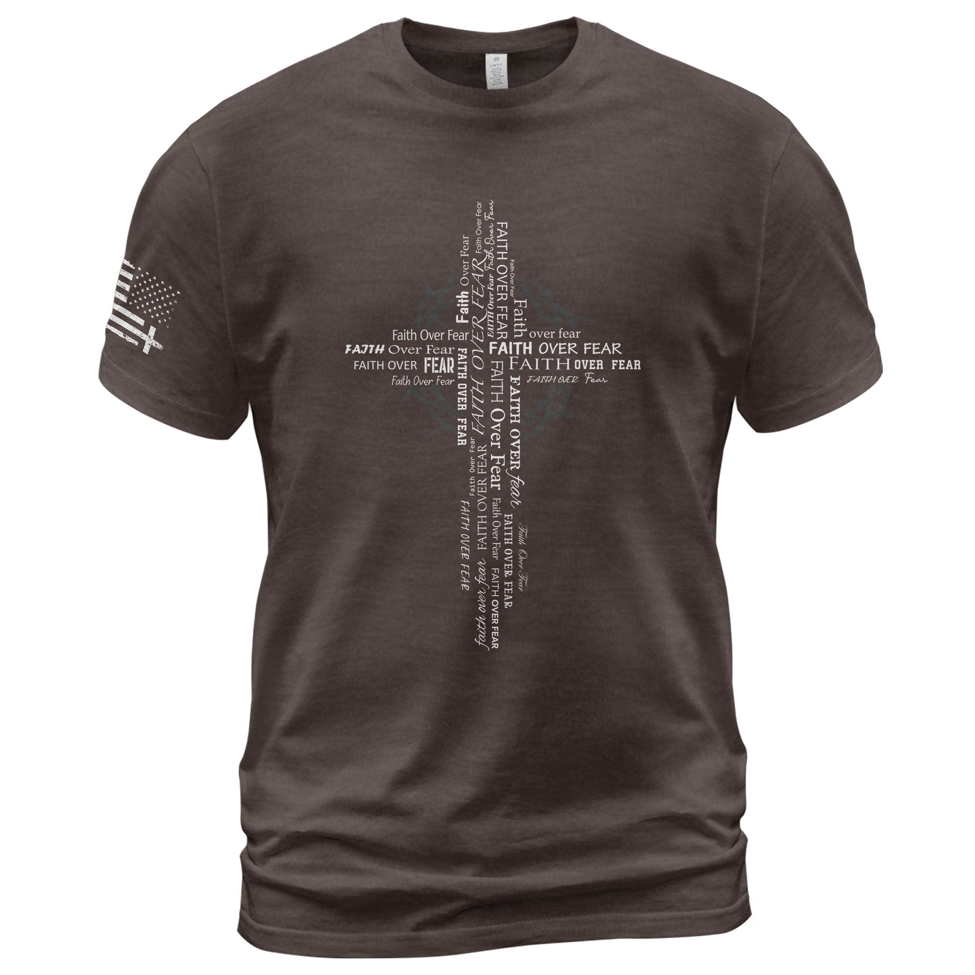 Faith Over Fear Typography Cross Christian T-Shirt