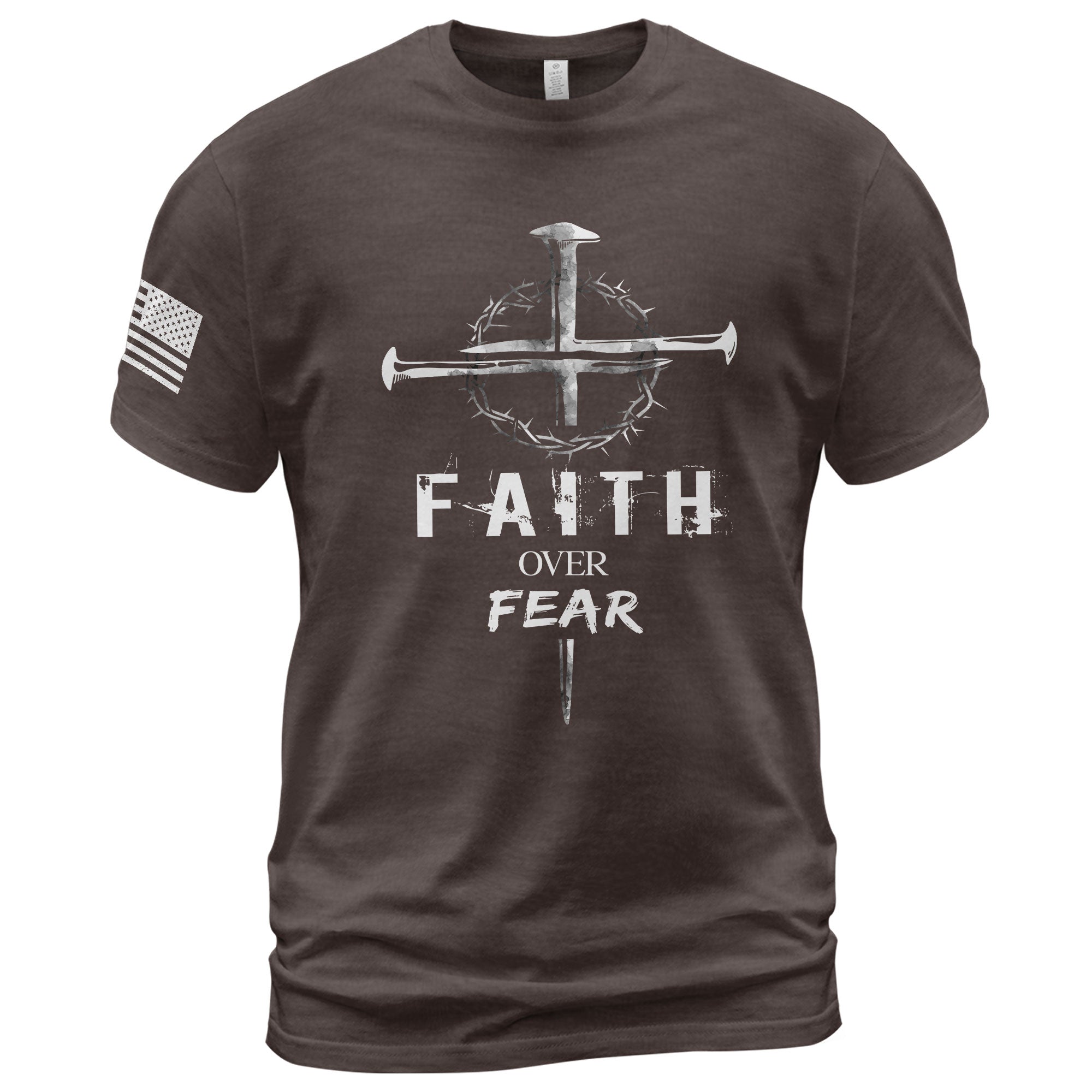 Faith Over Fear Christian Nail Cross Crown Thorns Religious Shirt