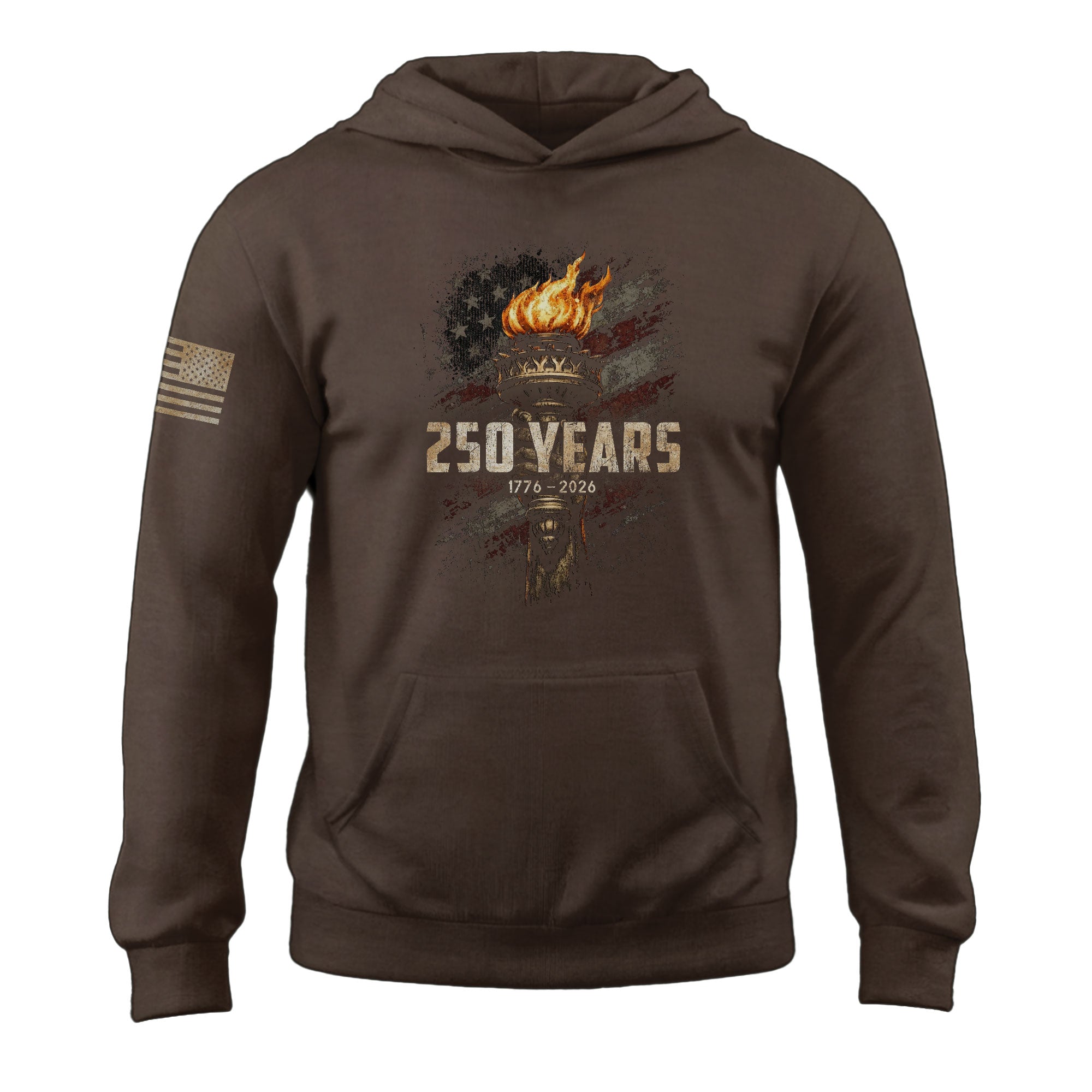 USA 250th Anniversary Hoodie 1776-2026 Liberty Torch Patriotic Men