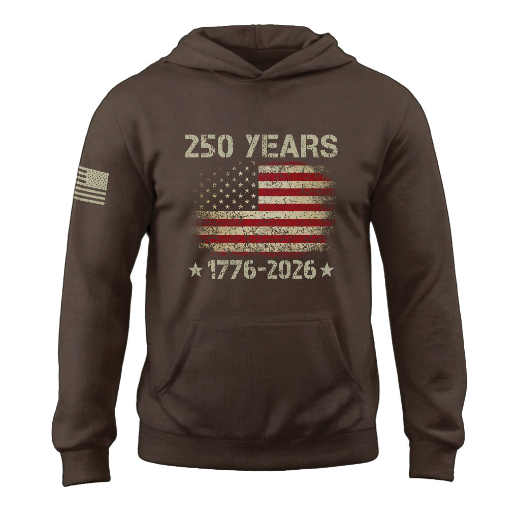 USA 250th Anniversary Semiquincentennial 250 Years Hoodie 1776-2026 Vintage Distressed Flag Patriotic