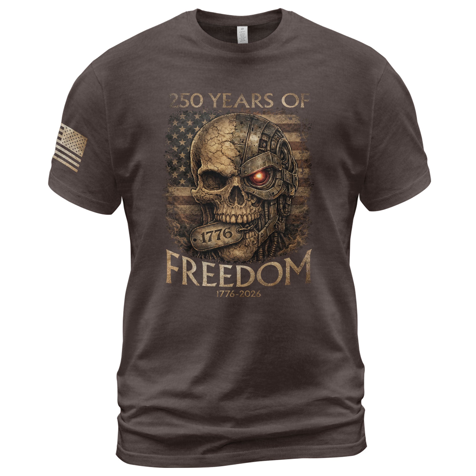 USA 250th Anniversary 250 Years Semiquincentennial Shirt 1776-2026 Mental Strength Freedom Cyborg Skull Patriotic Mens