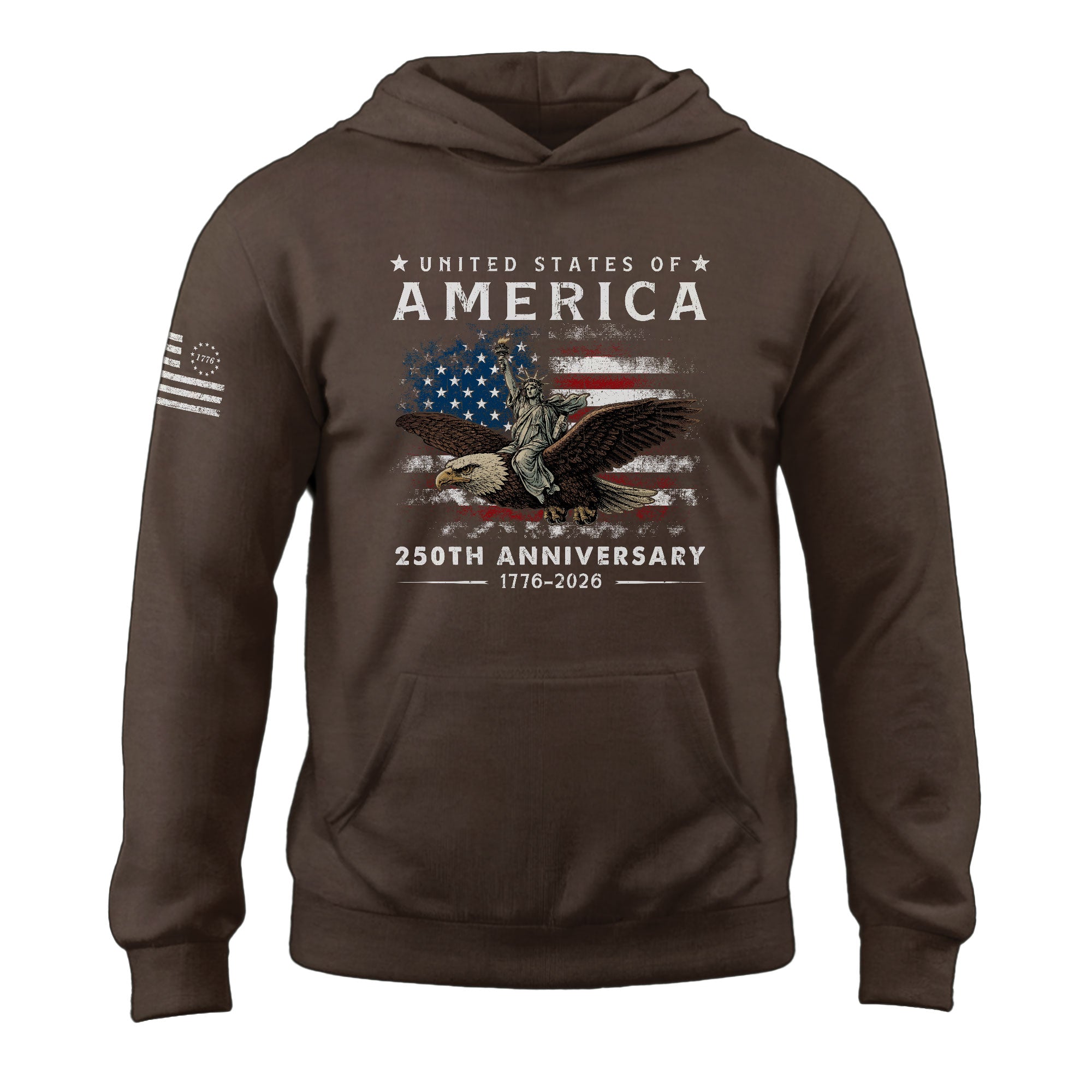 United States of America 250th Anniversary Hoodie Semiquincentennial 1776-2026 USA Flag Lady Liberty Eagle Patriotic