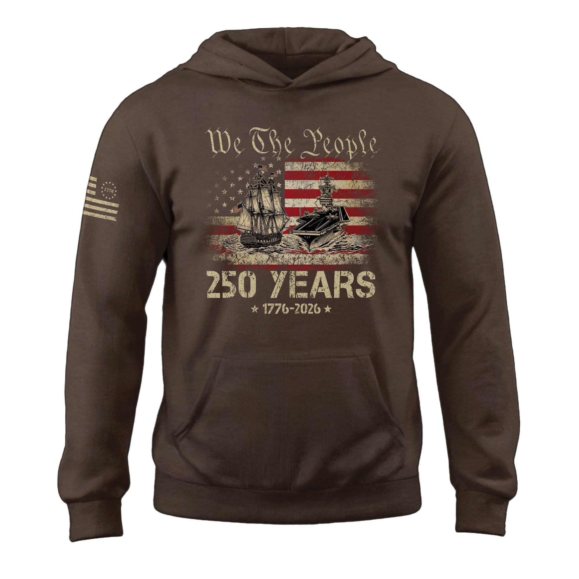 USA 250th Anniversary Hoodie 250 Years Semiquincentennial 1776-2026 We The People Navy Battleship Patriotic