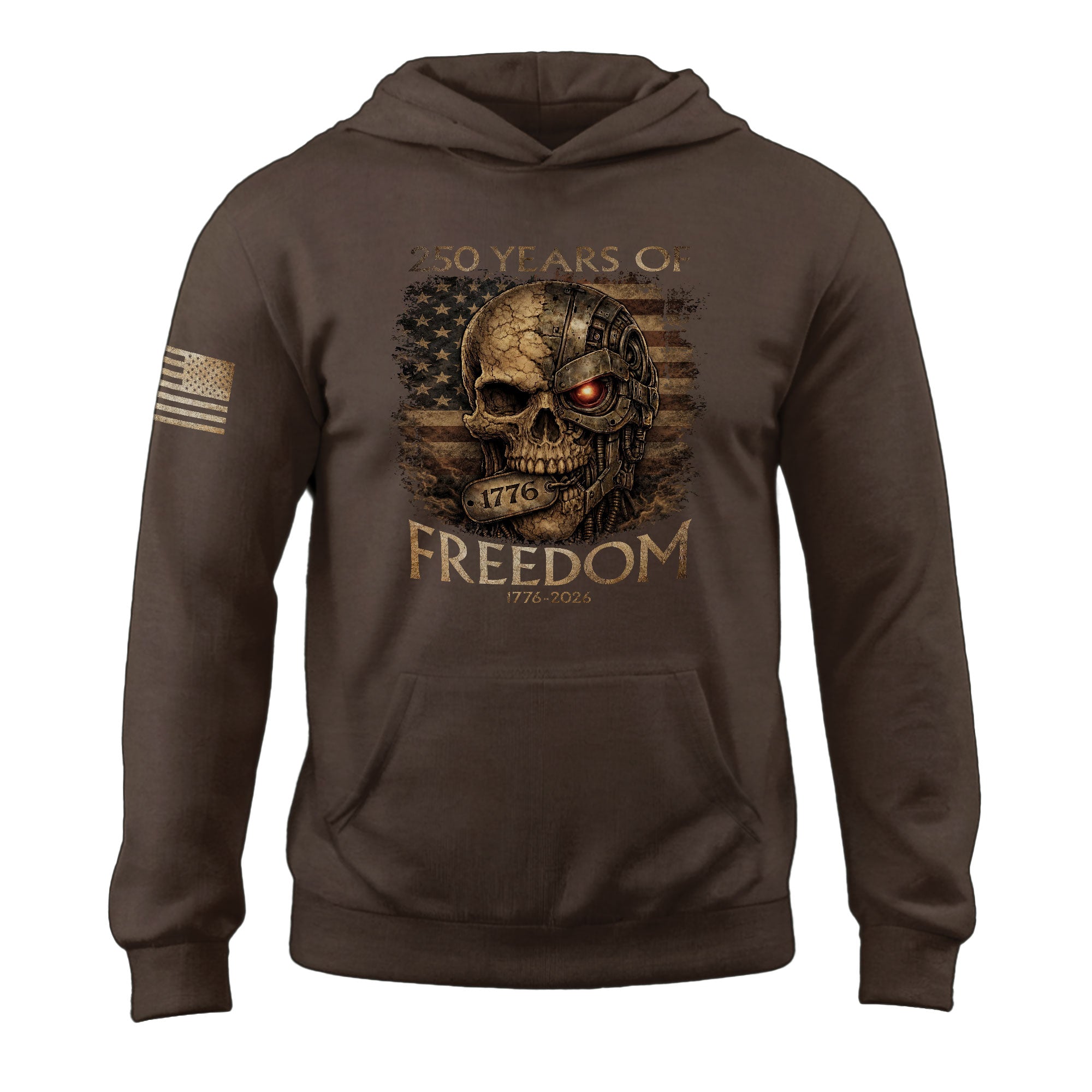 USA 250th Anniversary 250 Years of Freedom Semiquincentennial Hoodie 1776-2026 Vintage Cyber Skull Patriotic