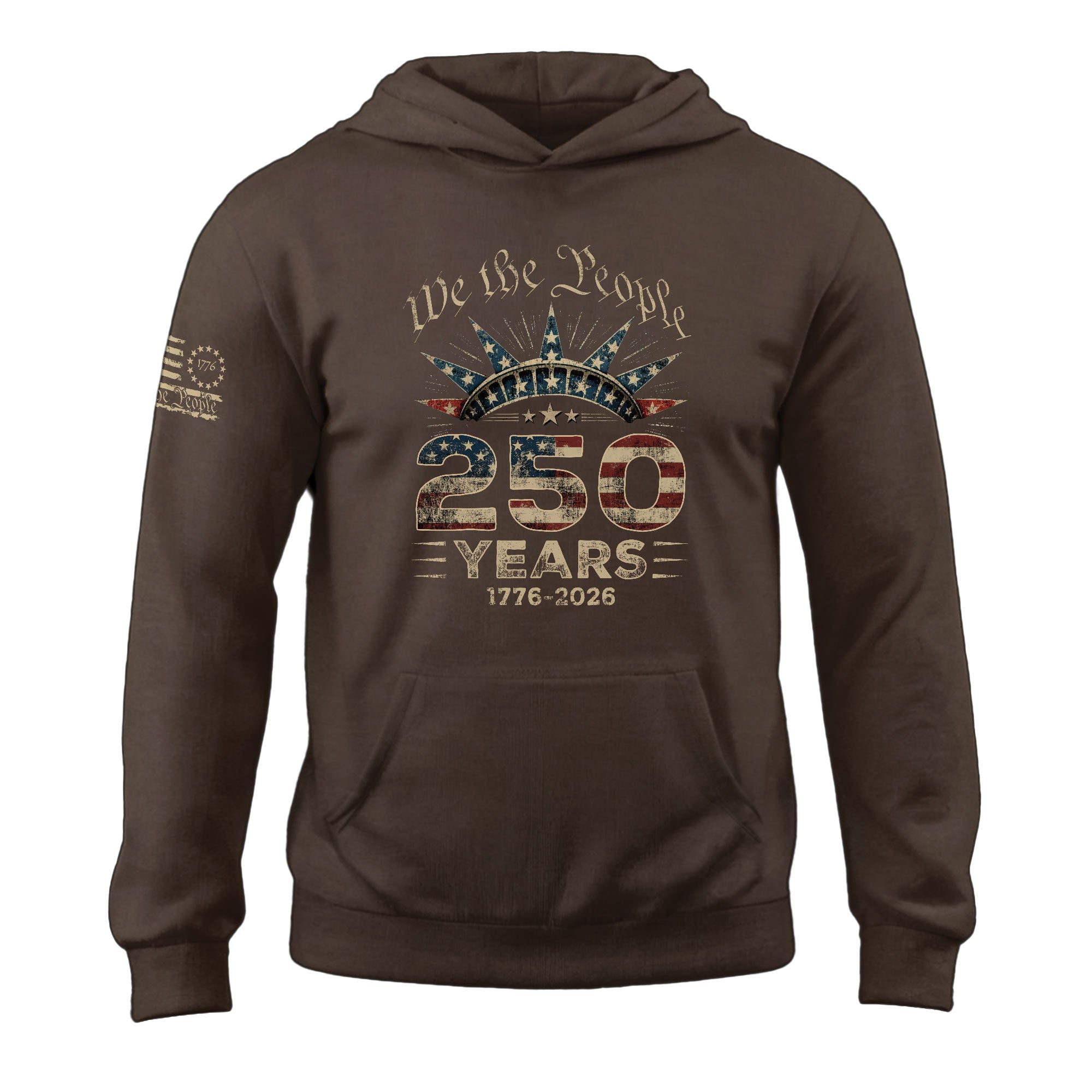 America 250 Years Anniversary Hoodie 1776–2026, Patriotic Vintage American Flag Celebration Hoodie